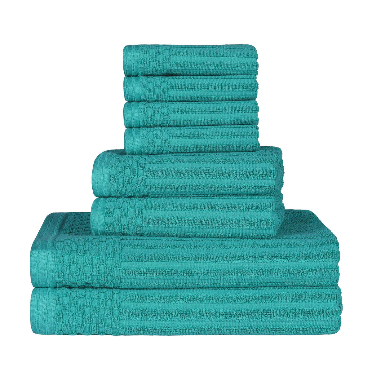 Cotton Ribbed Textured Medium Weight 8-Piece Towel Set - Blue Nile Mills