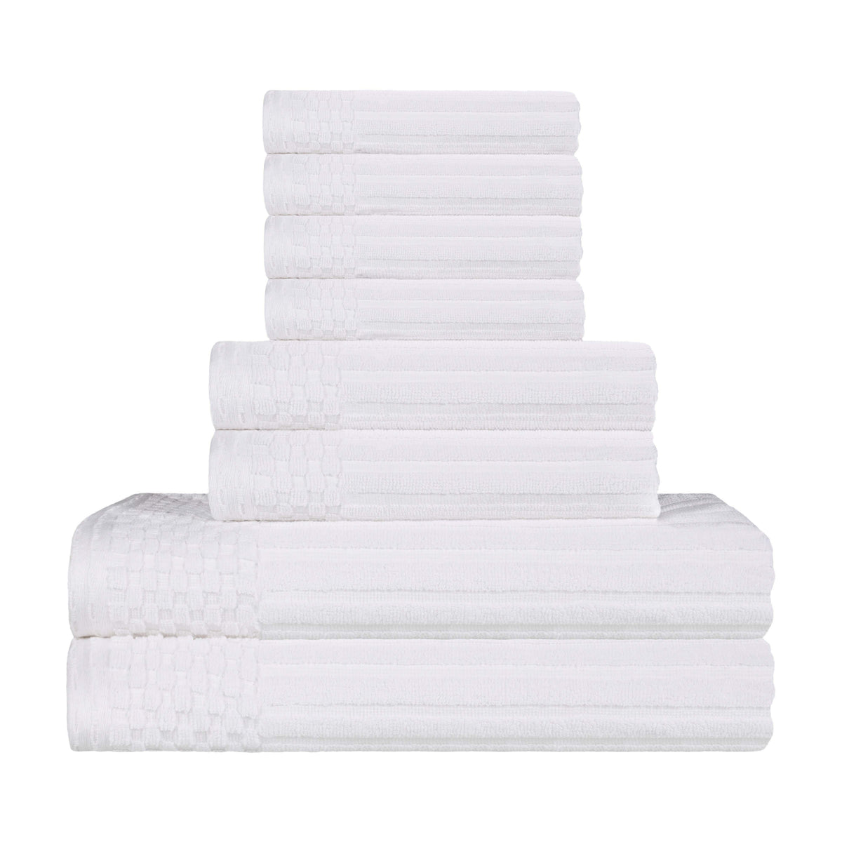 Cotton Ribbed Textured Medium Weight 8-Piece Towel Set - Blue Nile Mills
