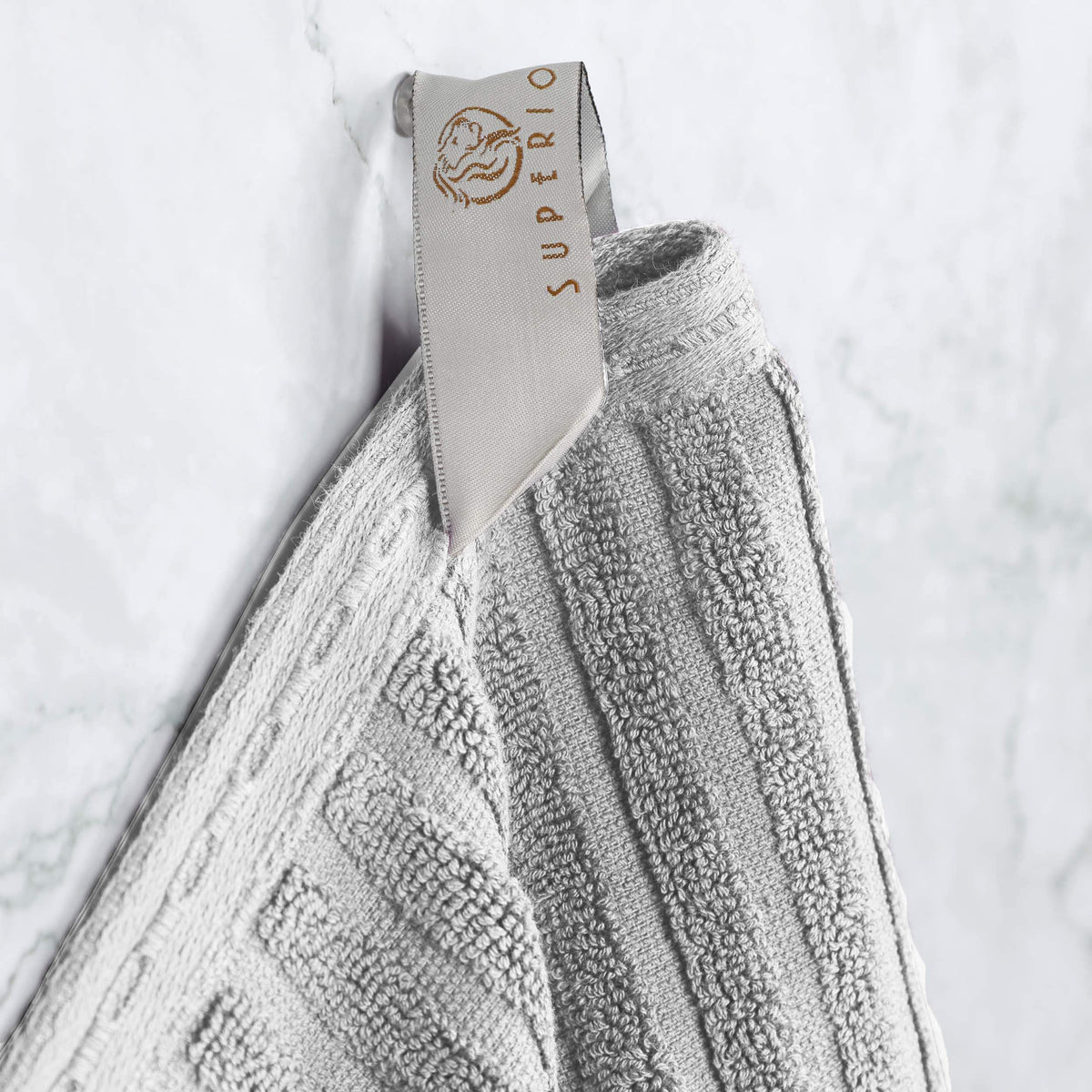 Ribbed Textured Cotton Medium Weight 12 Piece Towel Set - Blue Nile Mills