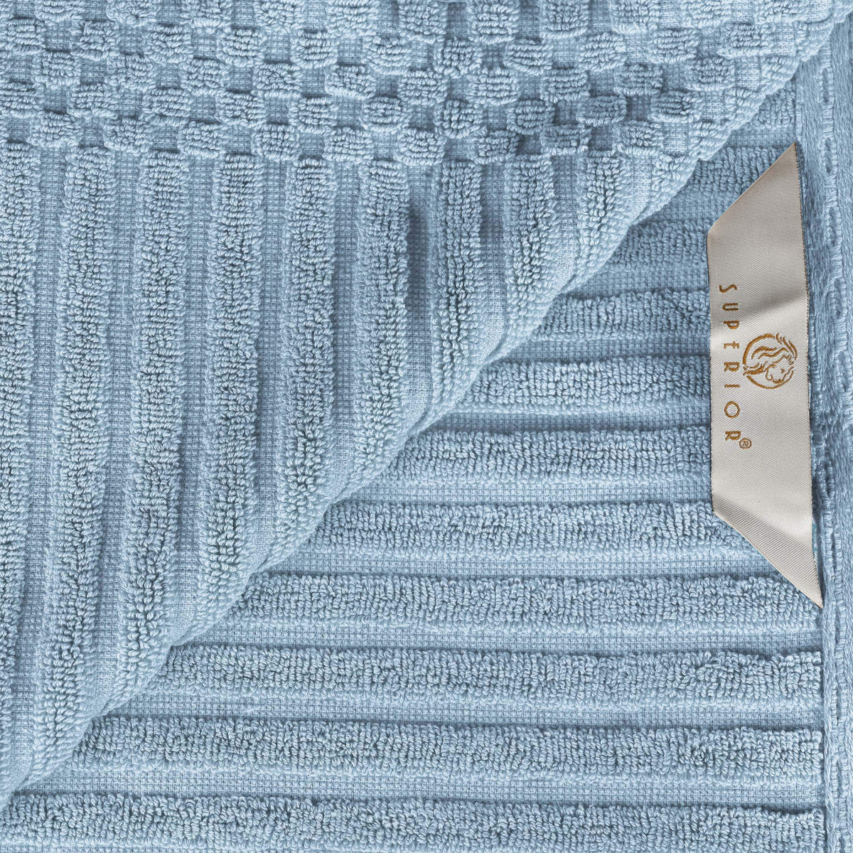 Cotton Ribbed Textured Medium Weight 8-Piece Towel Set - Blue Nile Mills