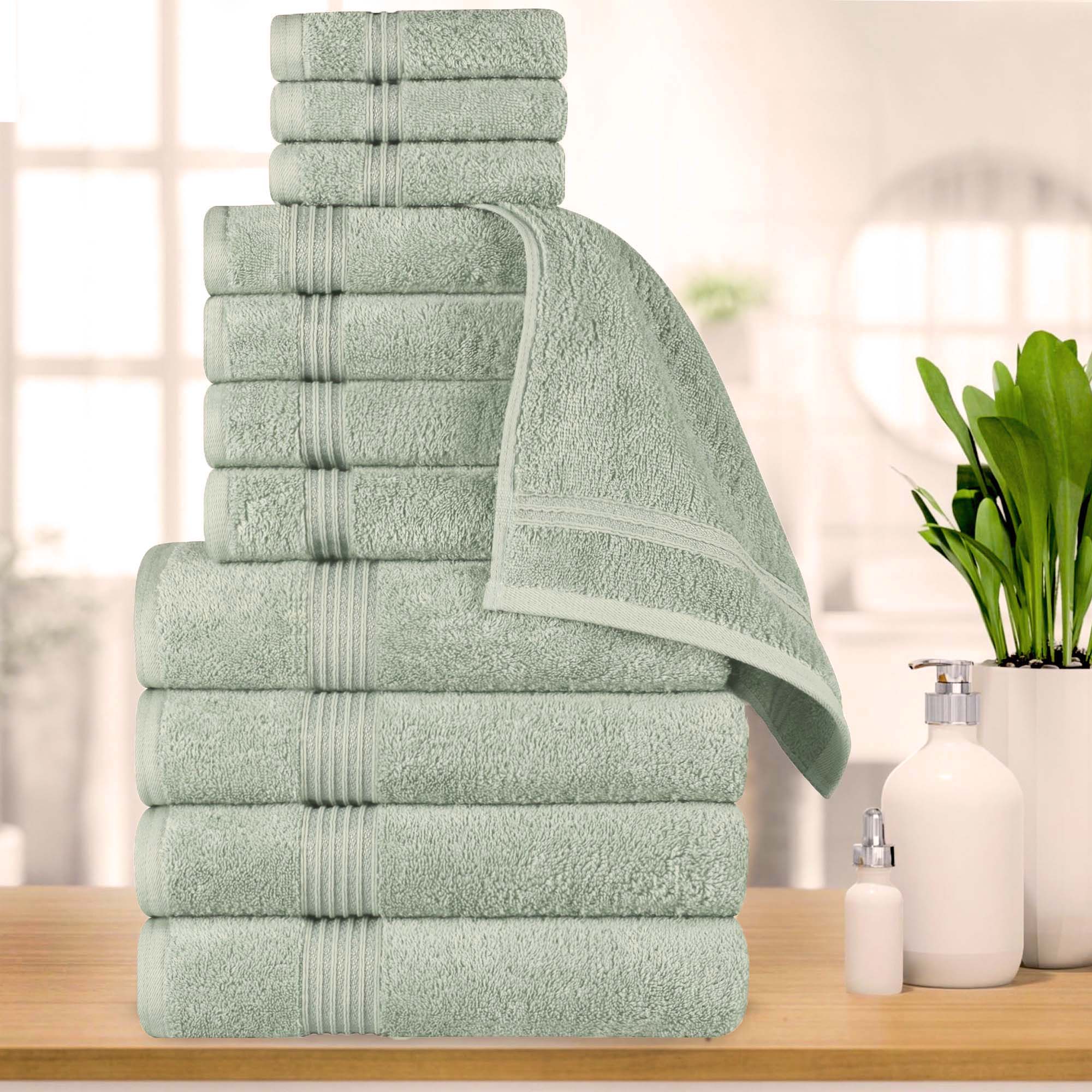 Egyptian Cotton Highly Absorbent Solid 12-Piece Ultra Soft Towel Set - Blue Nile Mills