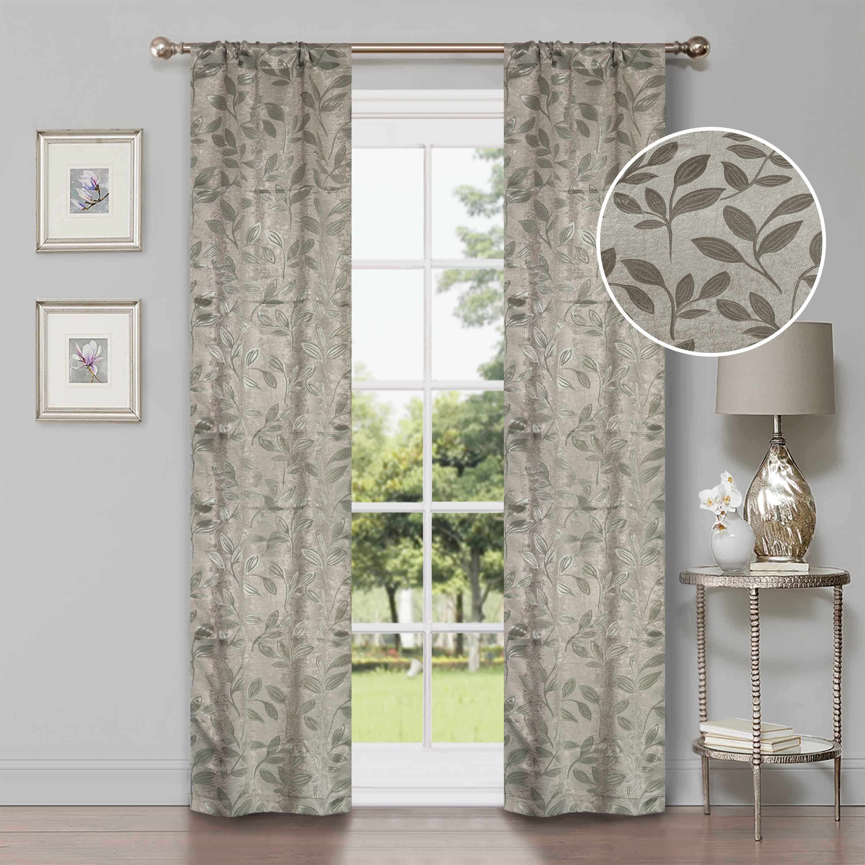 Leaves Room Darkening Blackout Curtain Panel Sets - Blue Nile Mills