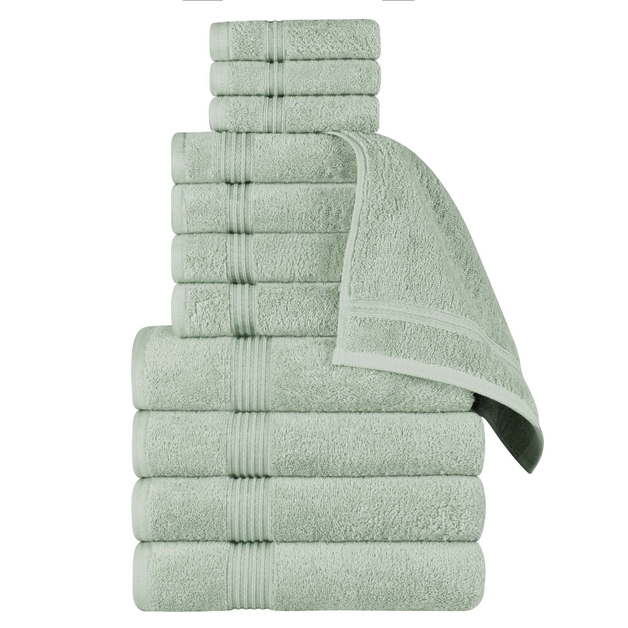 Egyptian Cotton Highly Absorbent Solid 12-Piece Ultra Soft Towel Set - Blue Nile Mills