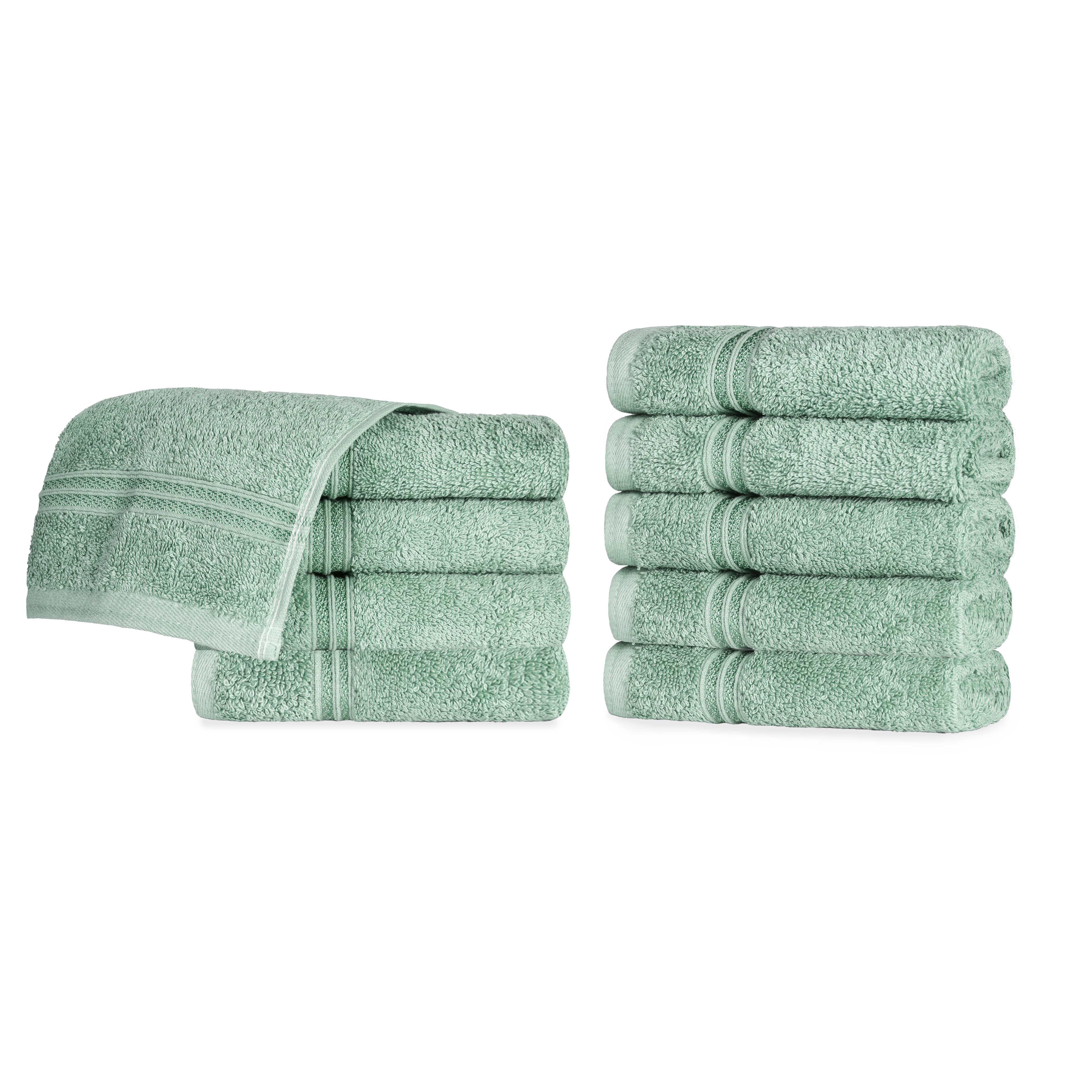 Egyptian Cotton Solid Face Towel Set of 10 - Blue Nile Mills