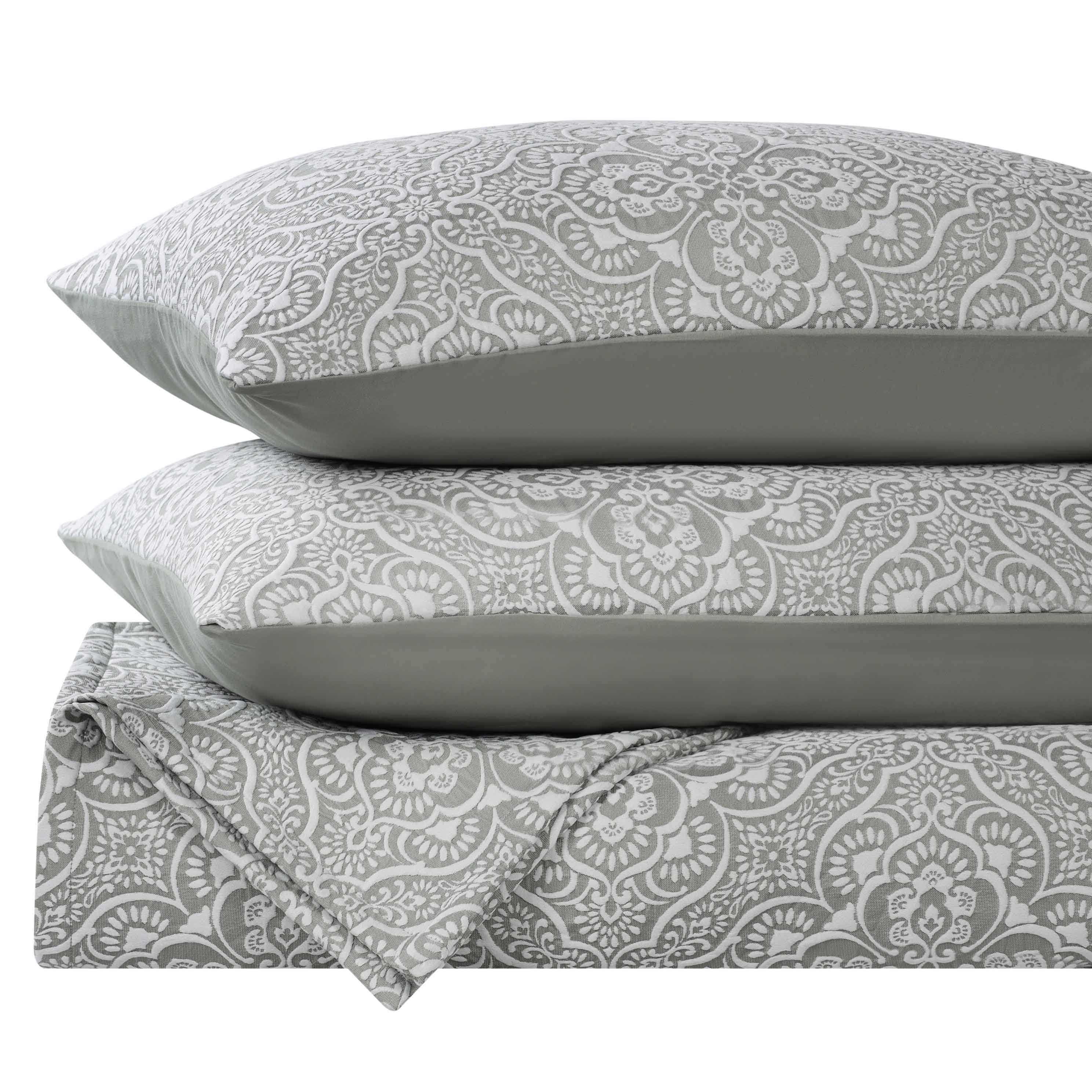 Enzy Medium Weight Floral Matelasse Bedspread and Sham Set - Blue Nile Mills
