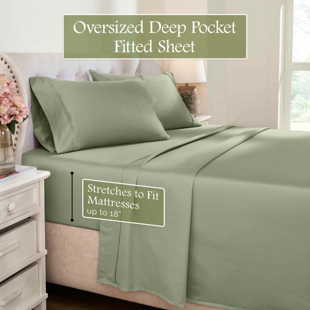 1200 Thread Count Egyptian Cotton Deep Pocket Sheet Set - Blue Nile Mills