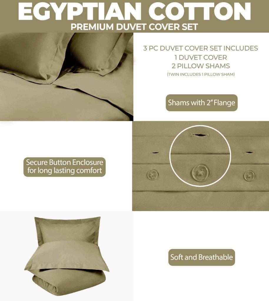 Egyptian Cotton 400 Thread Count Solid Duvet Cover Set - Blue Nile Mills