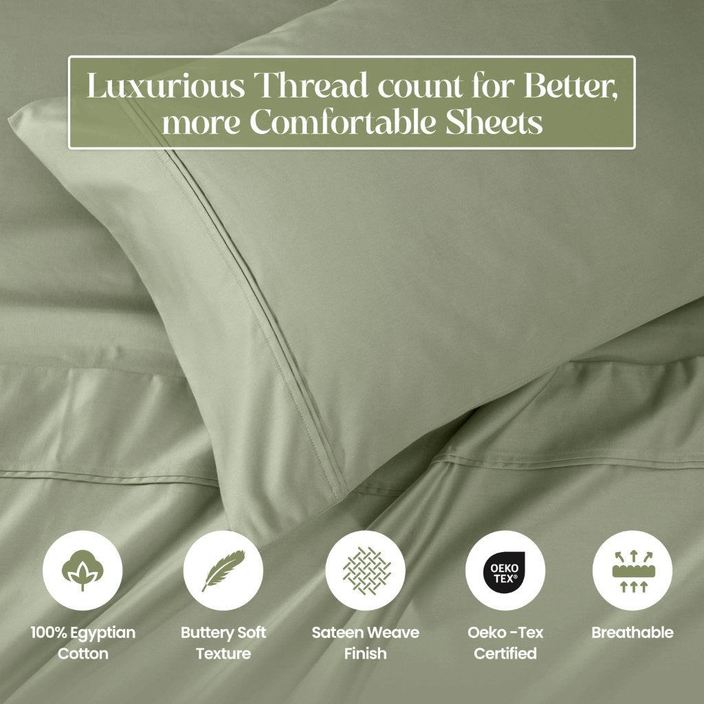 1200 Thread Count Egyptian Cotton Deep Pocket Sheet Set - Blue Nile Mills