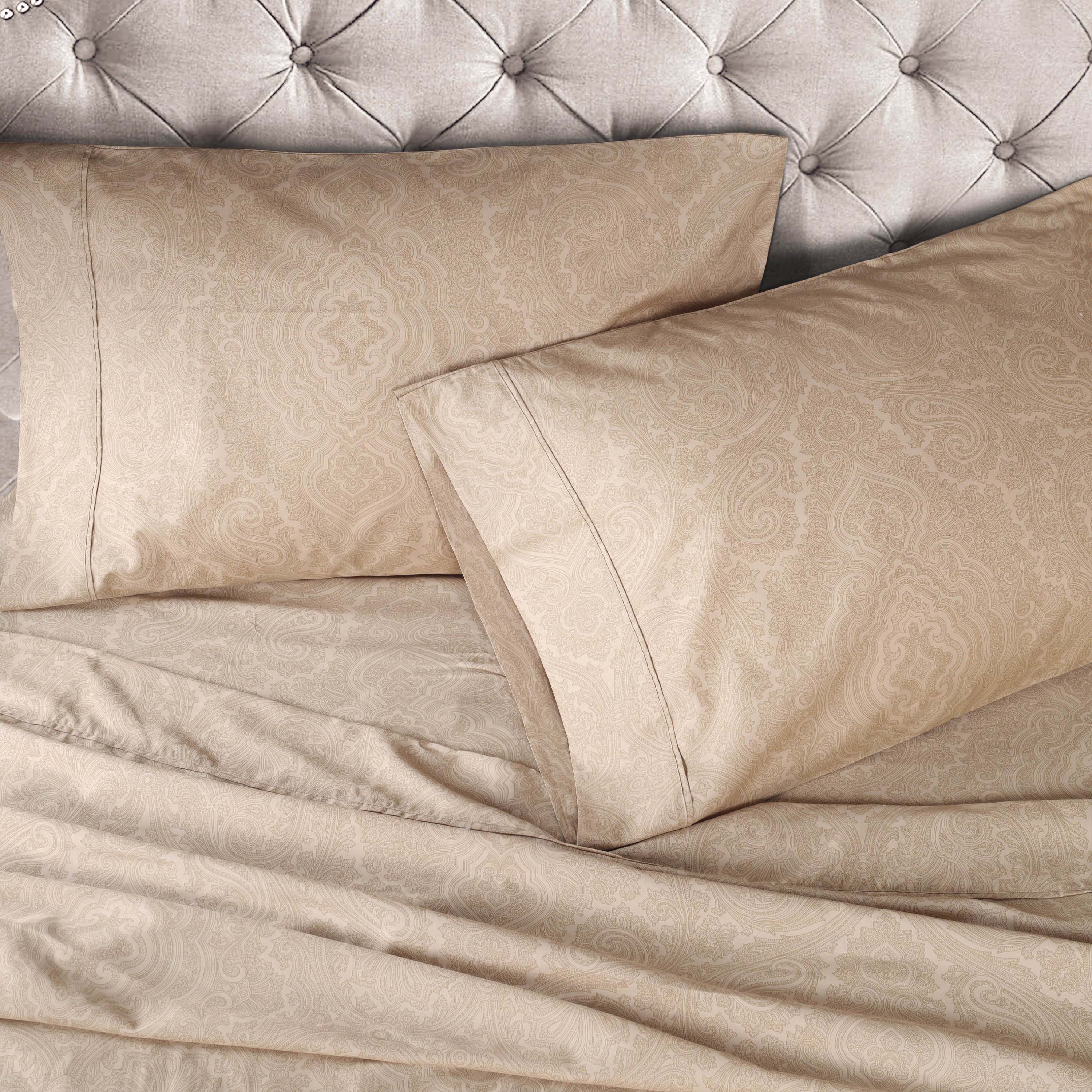 Italian Paisley Cotton Blend 600 Thread Count Deep Pocket Sheet Set - Blue Nile Mills