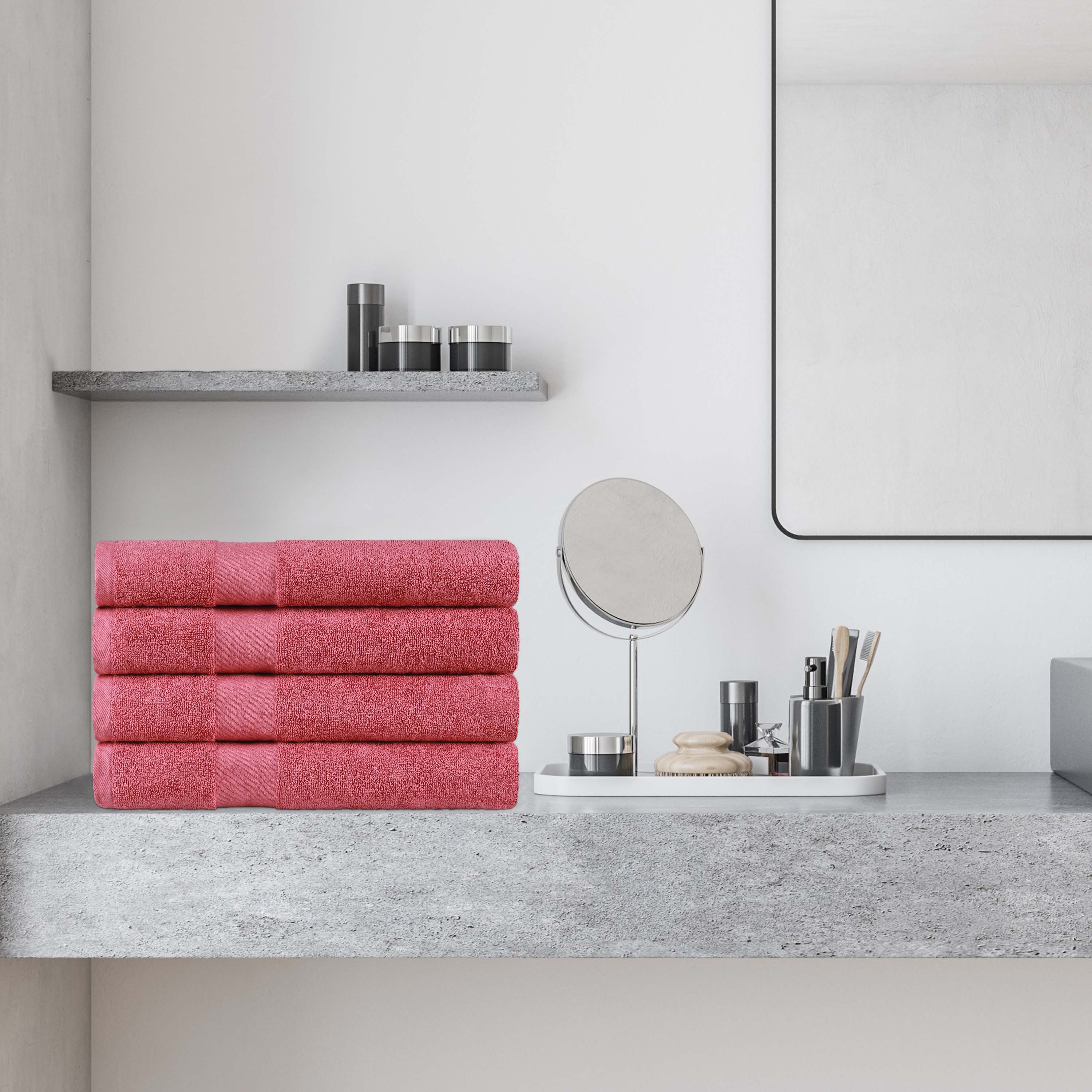 Kendell Egyptian Cotton 4 Piece Bath Towel Set with Dobby Border - Blue Nile Mills