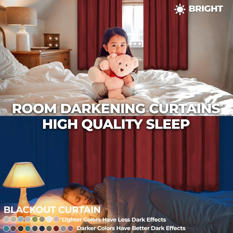 Grommet Room Darkening Solid Blackout Curtains, Set of 2 - Blue Nile Mills