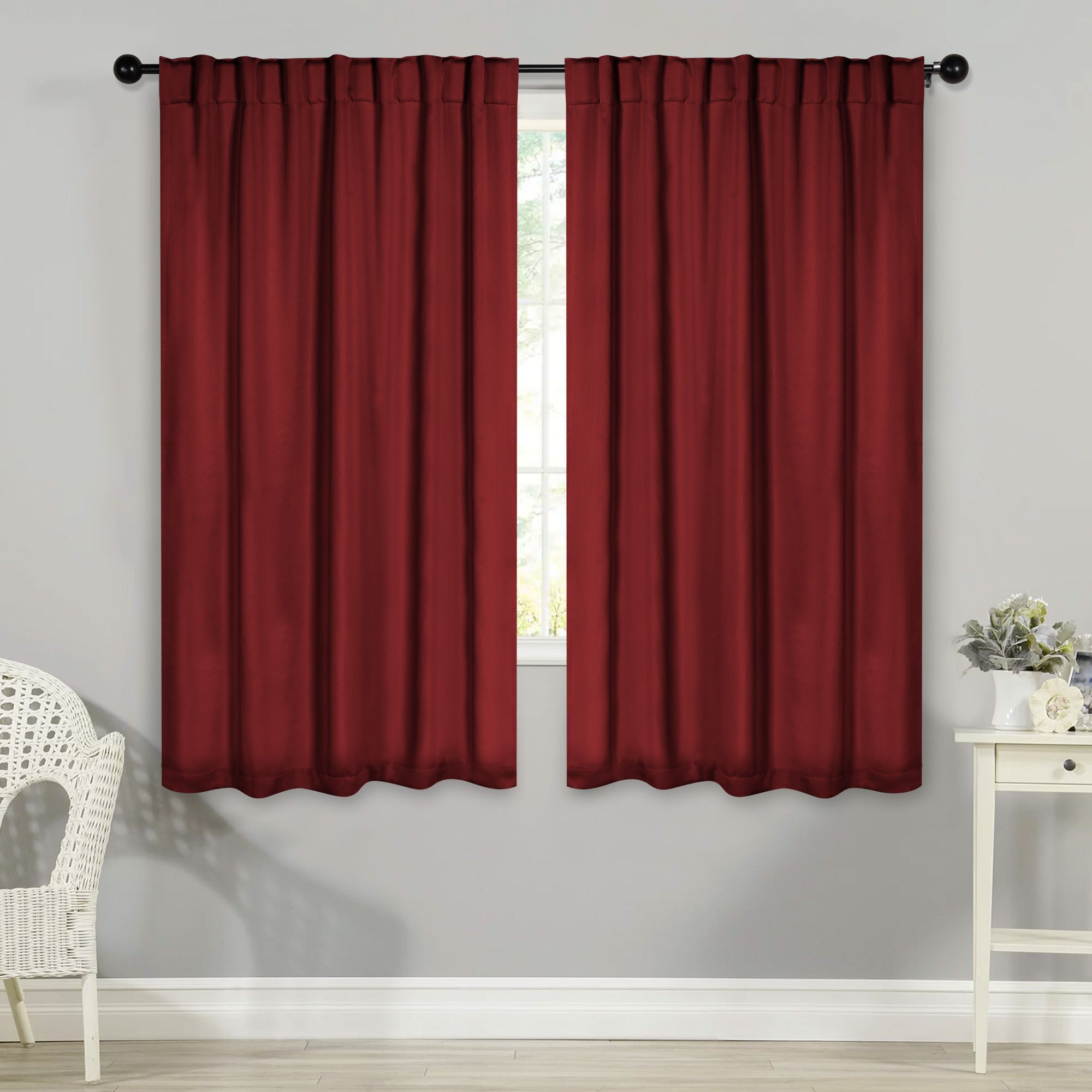 Solid Room Darkening Blackout Curtains with Back Tabs, Set of 2 - Blue Nile Mills