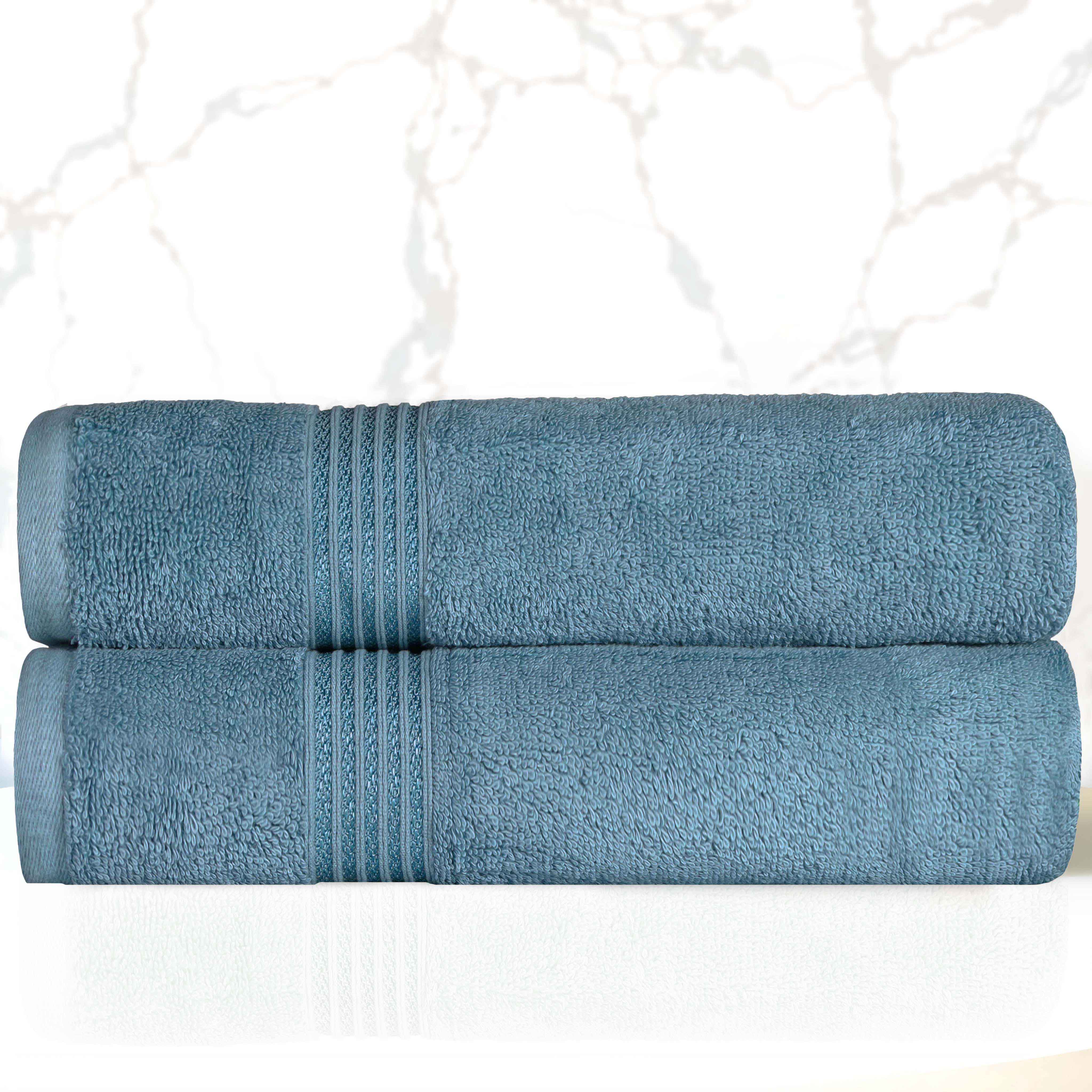 Egyptian Cotton Highly Absorbent Solid Ultra Soft Bath Towel Set of 2 - Blue Nile Mills