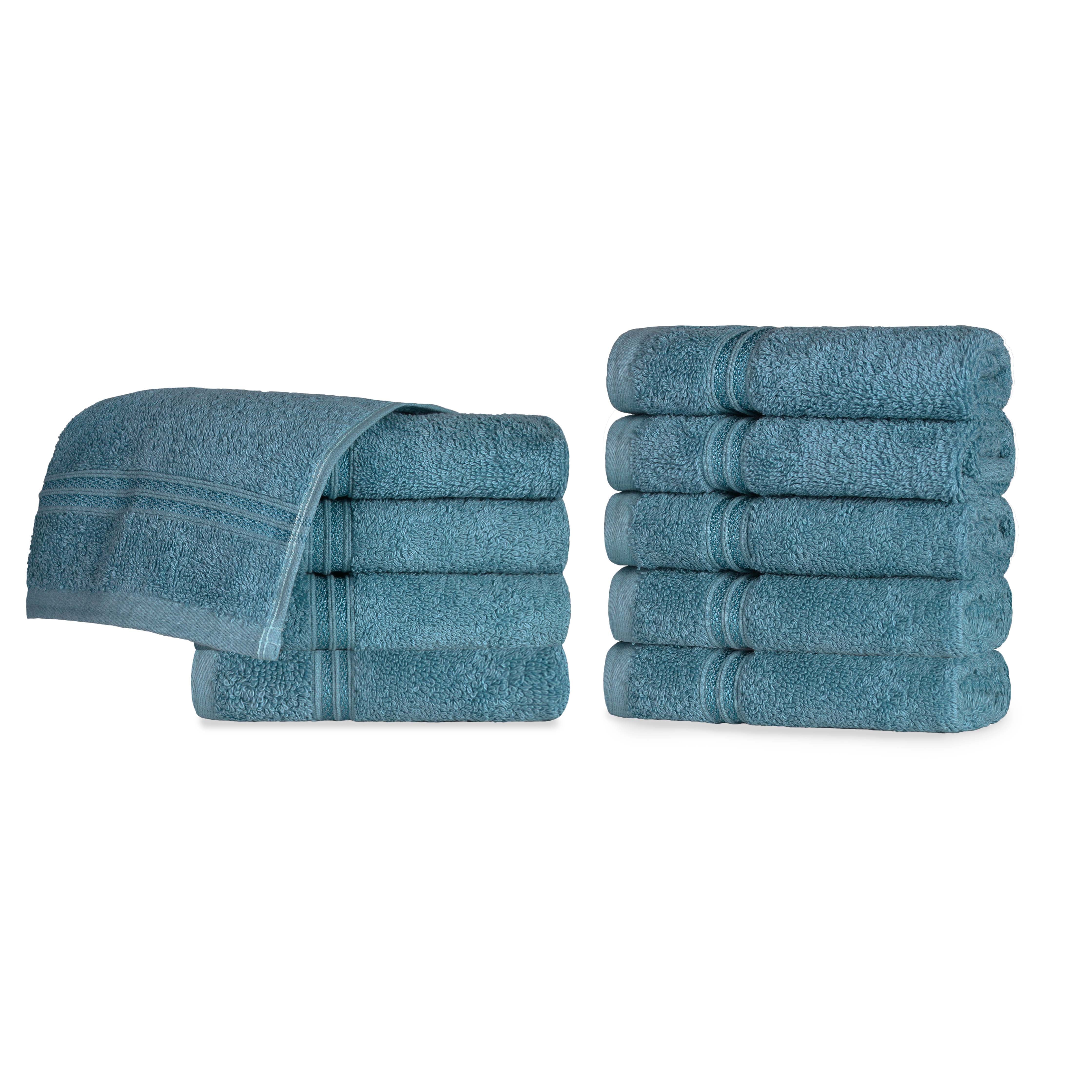 Egyptian Cotton Solid Face Towel Set of 10 - Blue Nile Mills