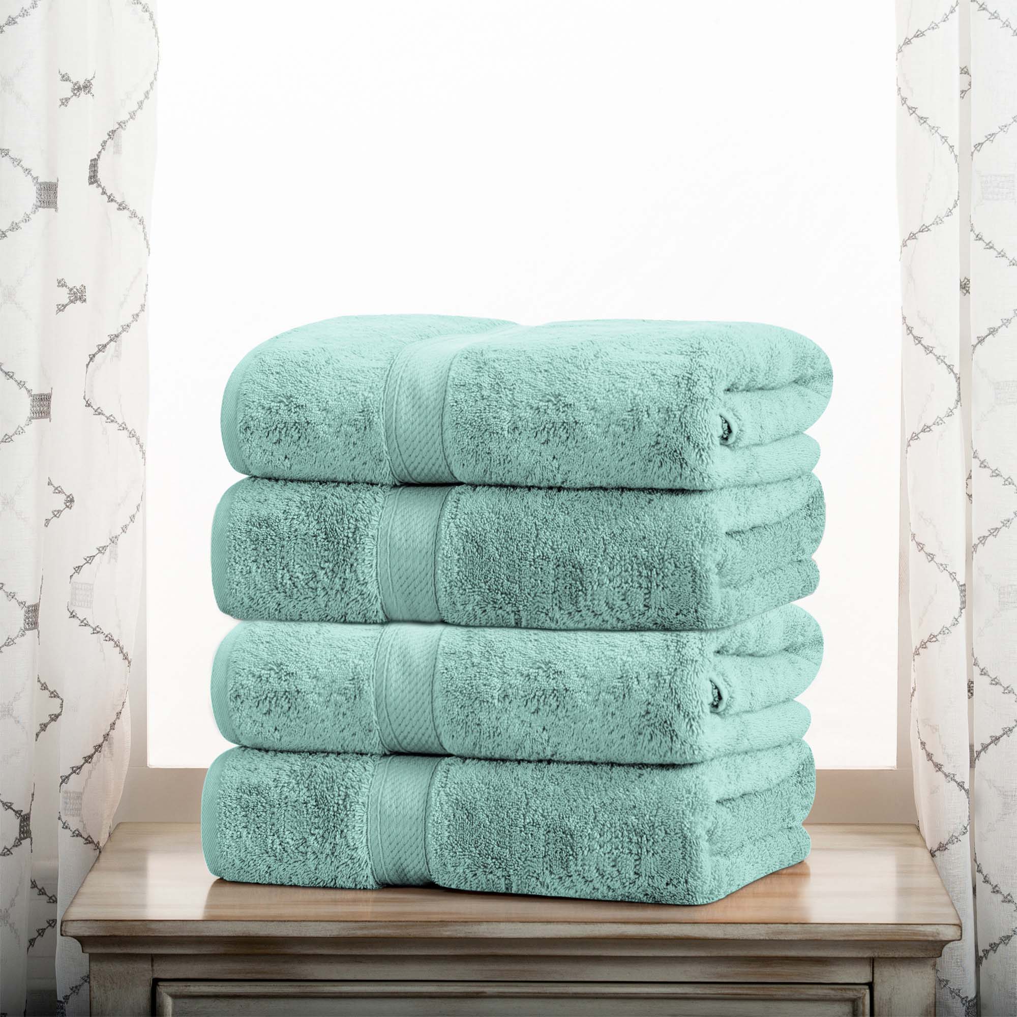Egyptian Cotton Pile Plush Heavyweight Soft 4 Piece Bath Towel Set - Blue Nile Mills