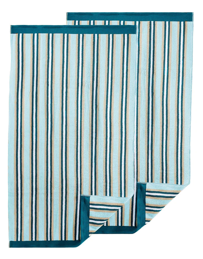 Cotton Stripe 2 Piece Bath Sheet Set - Blue Nile Mills