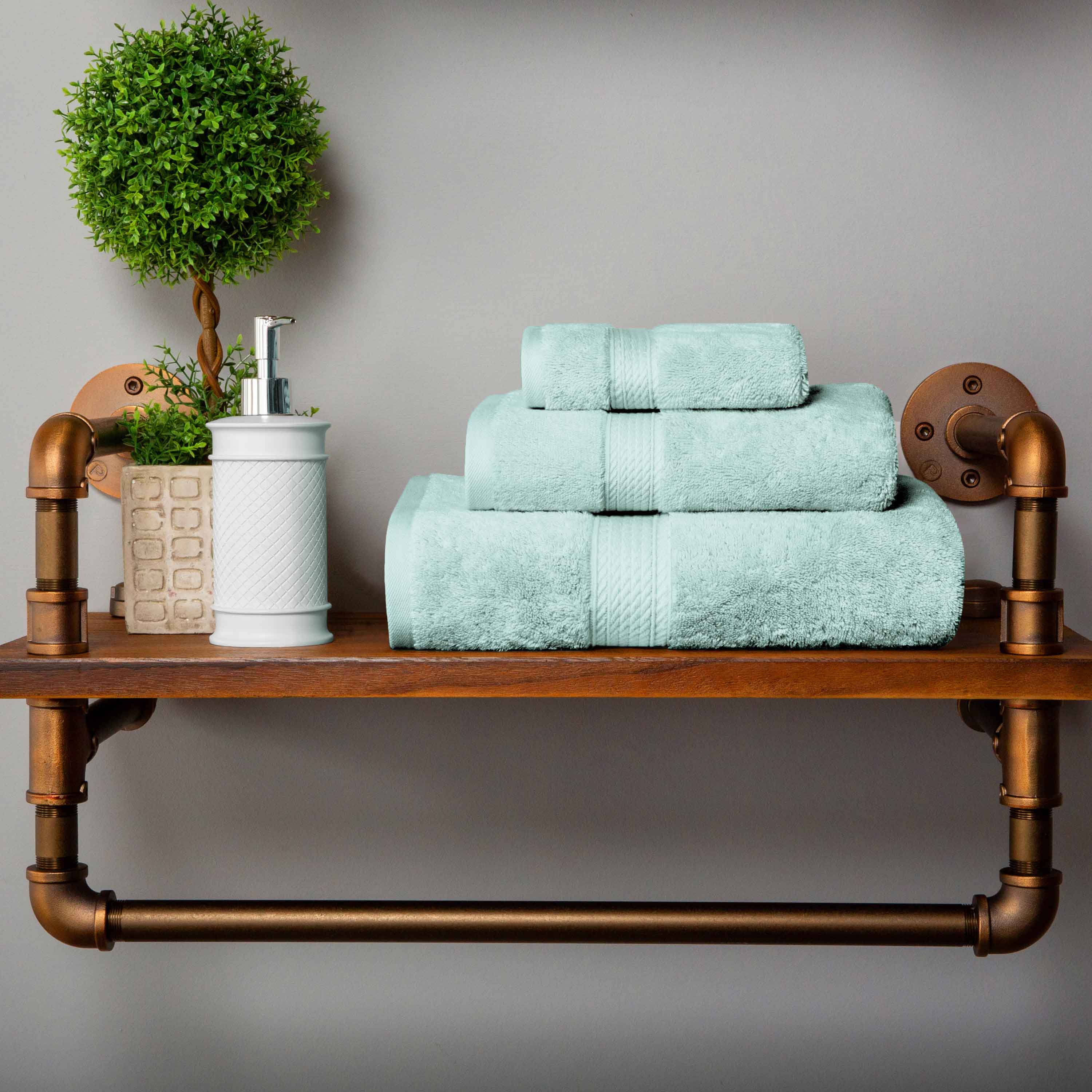 Egyptian Cotton Pile Plush Heavyweight Luxury Soft 3-Piece Towel Set - Blue Nile Mills