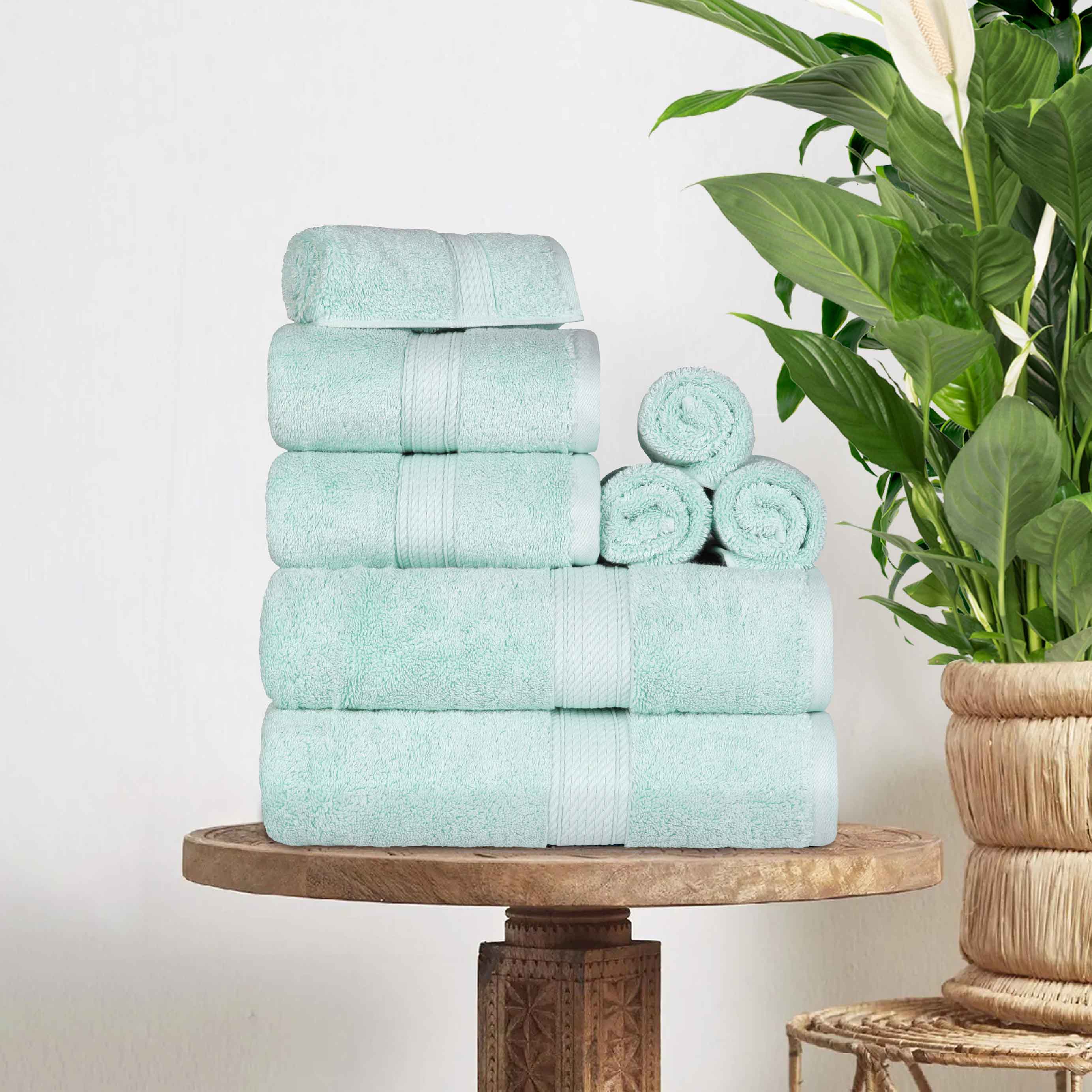 Egyptian Cotton Pile Plush Heavyweight Luxury Soft 8-Piece Towel Set - Blue Nile Mills
