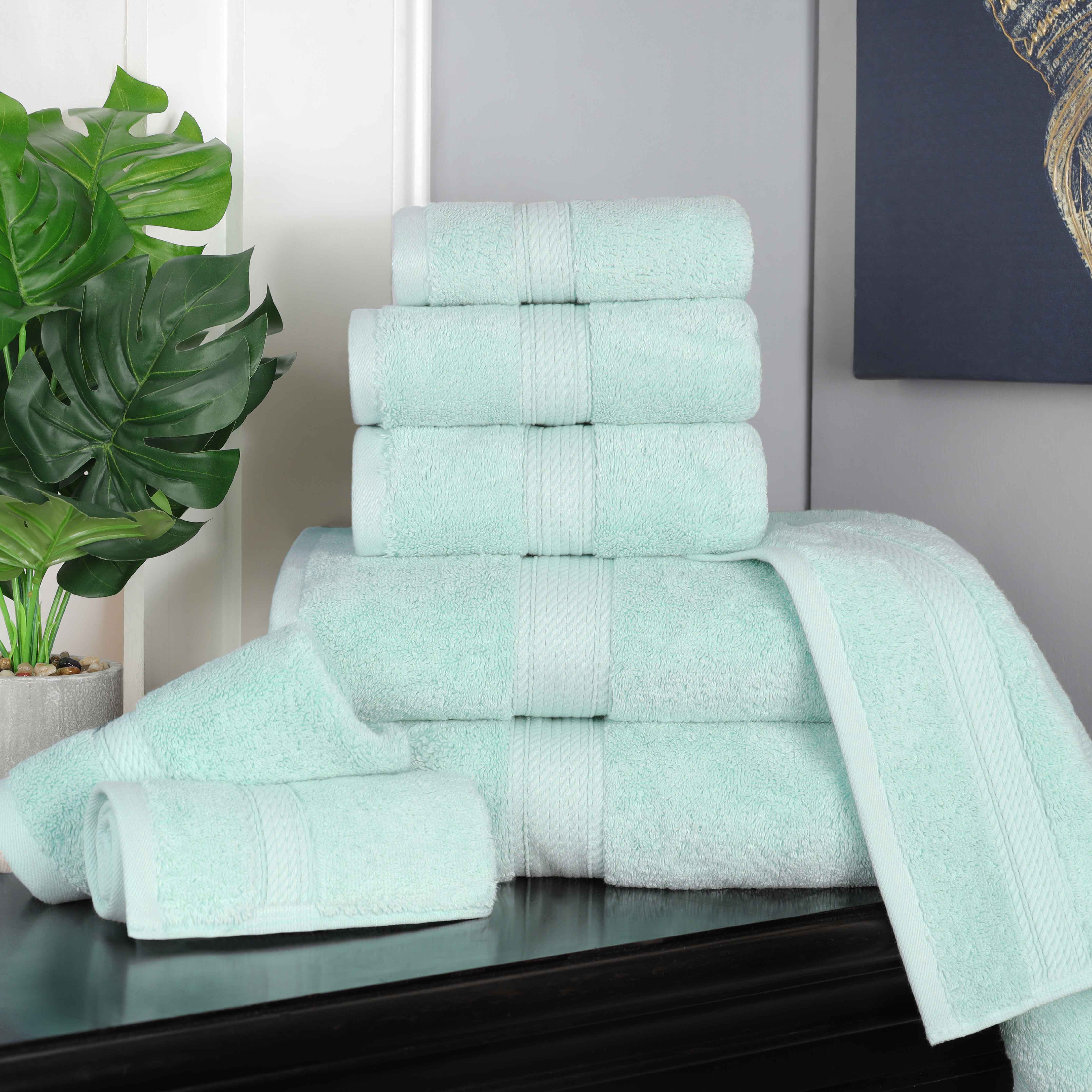 Egyptian Cotton Pile Plush Heavyweight Luxury Soft 8-Piece Towel Set - Blue Nile Mills