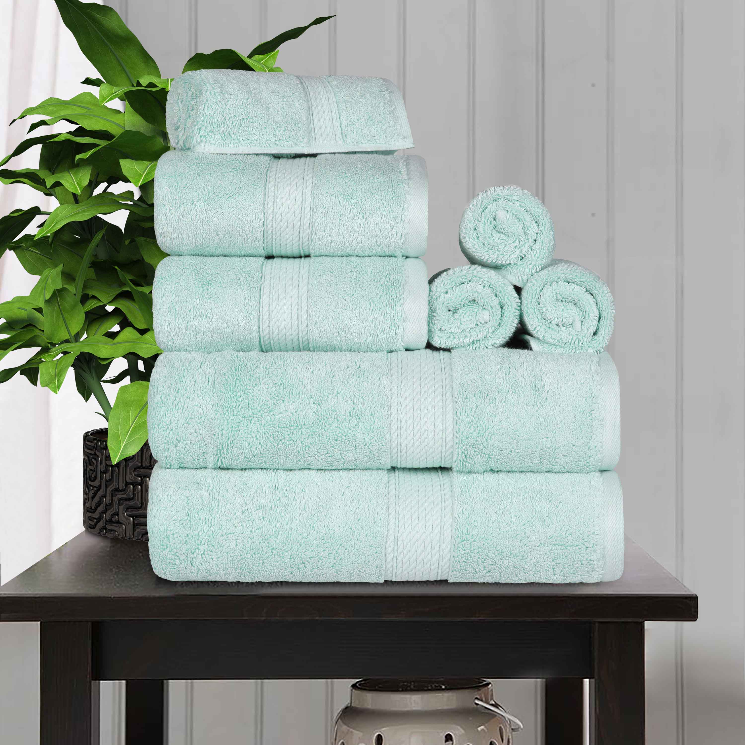 Egyptian Cotton Pile Plush Heavyweight Luxury Soft 8-Piece Towel Set - Blue Nile Mills