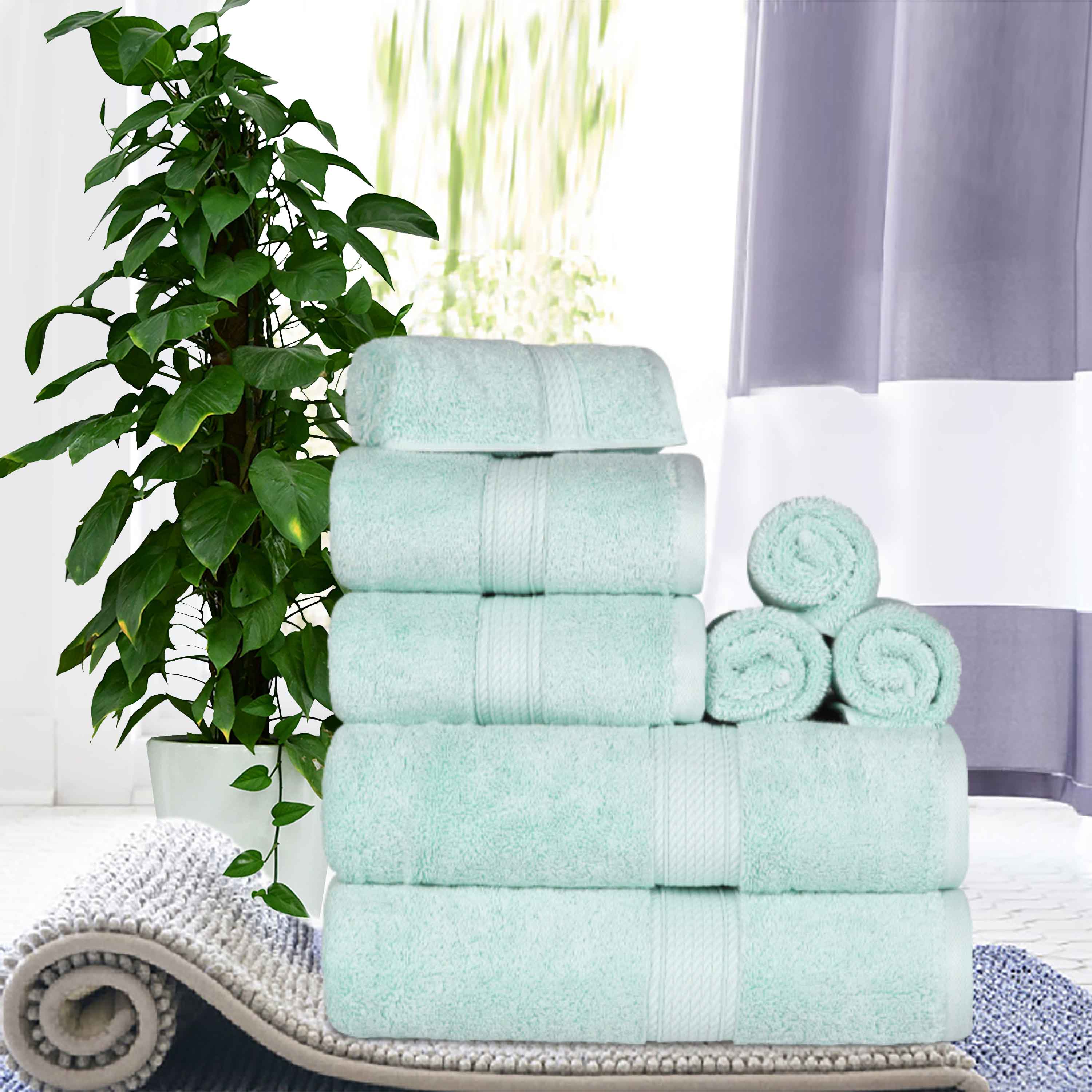 Egyptian Cotton Pile Plush Heavyweight Luxury Soft 8-Piece Towel Set - Blue Nile Mills