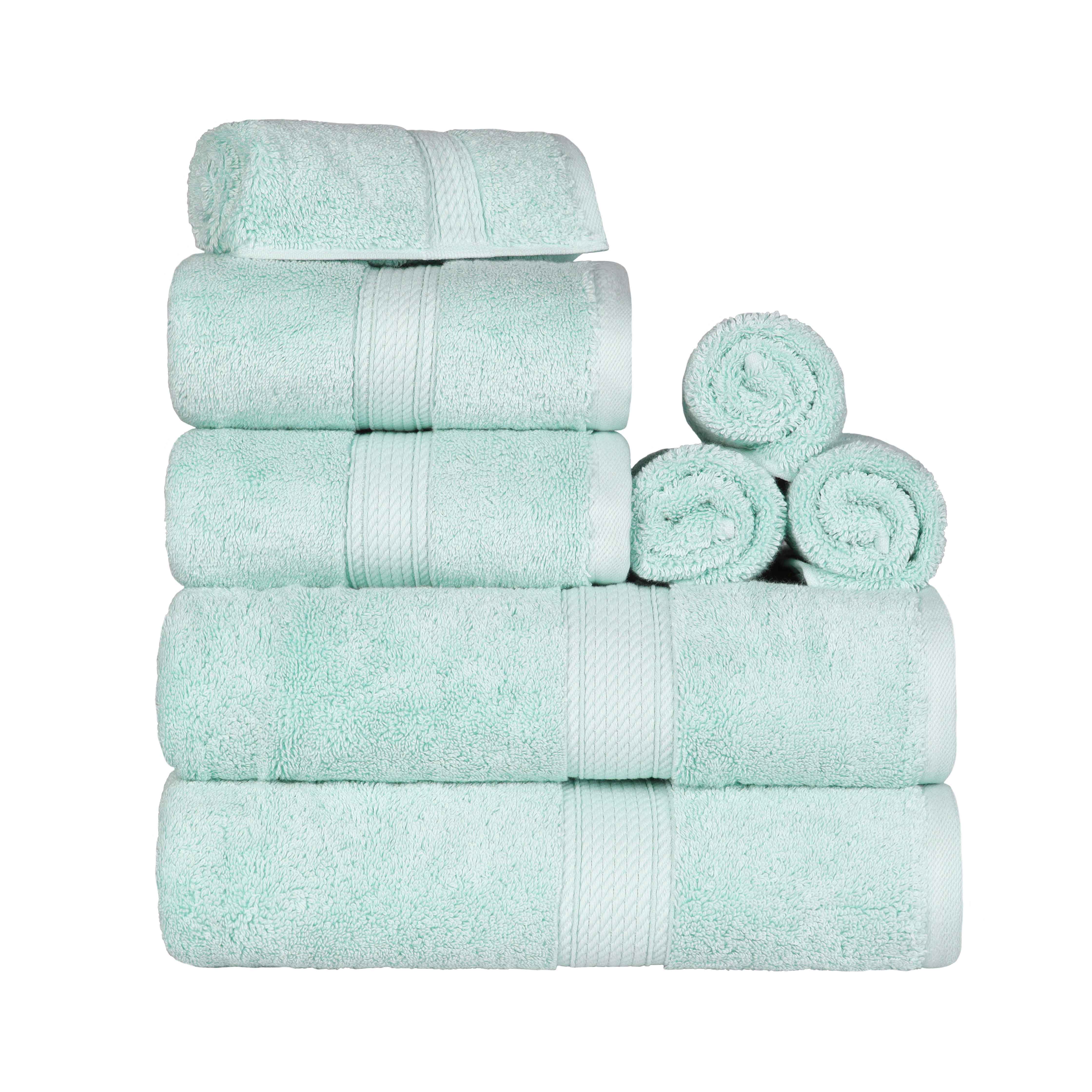 Egyptian Cotton Pile Plush Heavyweight Luxury Soft 8-Piece Towel Set - Blue Nile Mills
