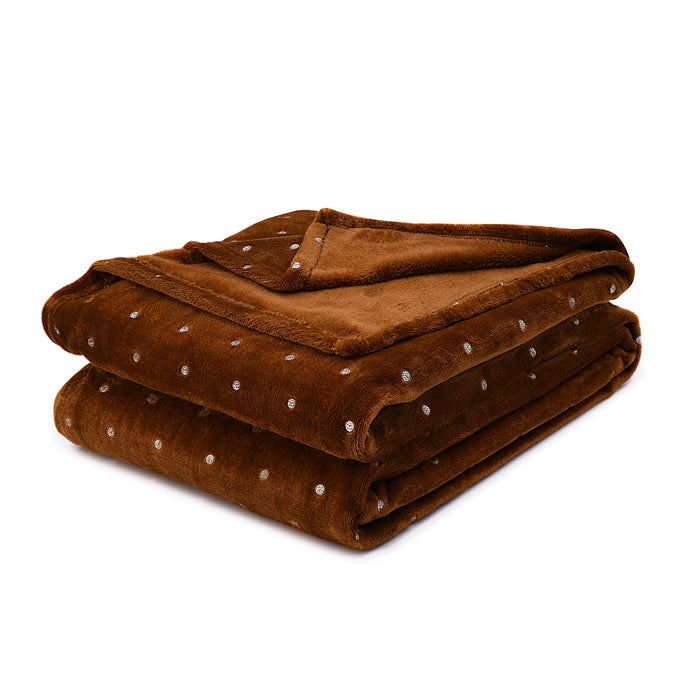 Fleece Plush Medium Weight Fluffy Decorative Blanket Or Throw - Sepia