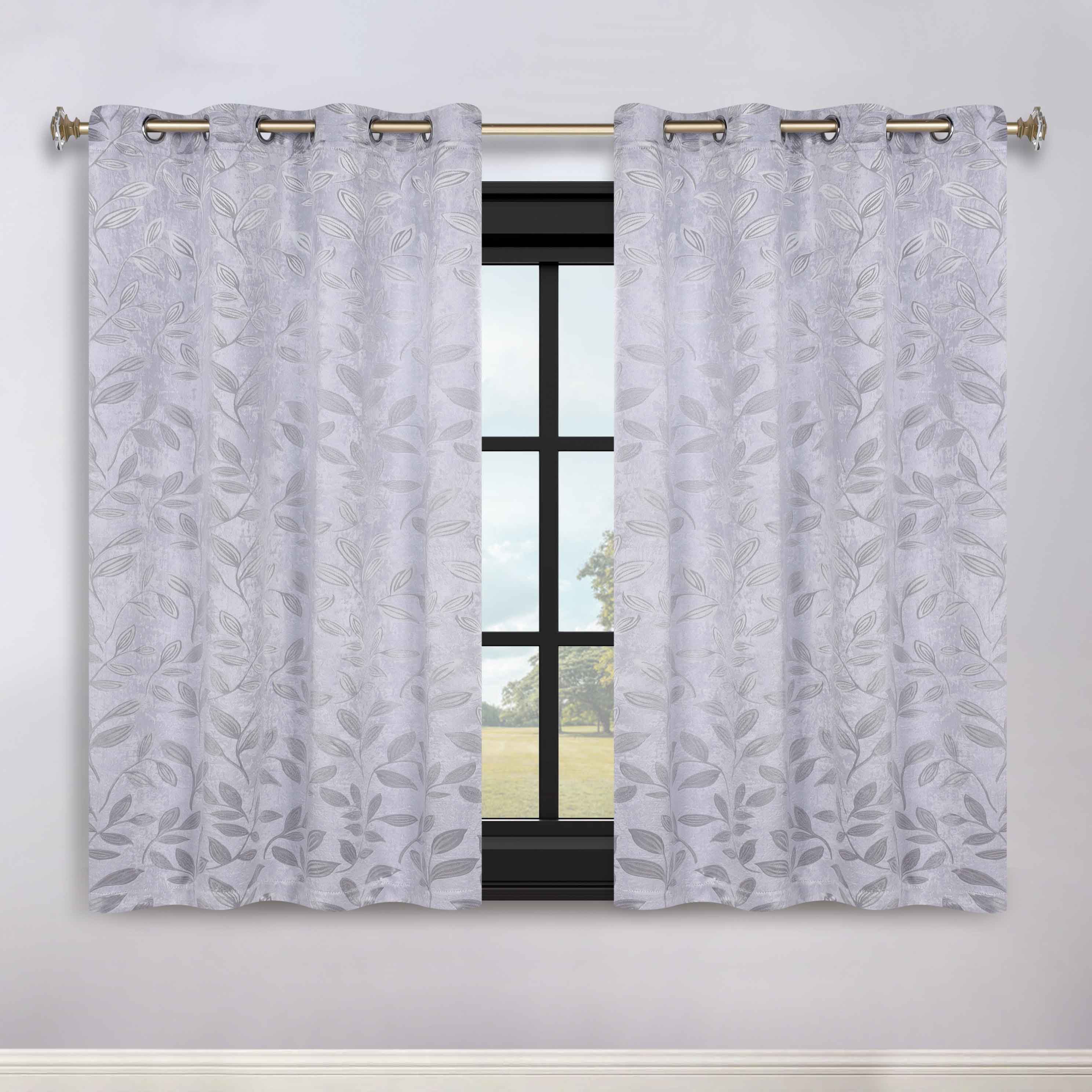 Leaves Grommet Room Darkening Blackout Curtains, Set of 2 - Blue Nile Mills