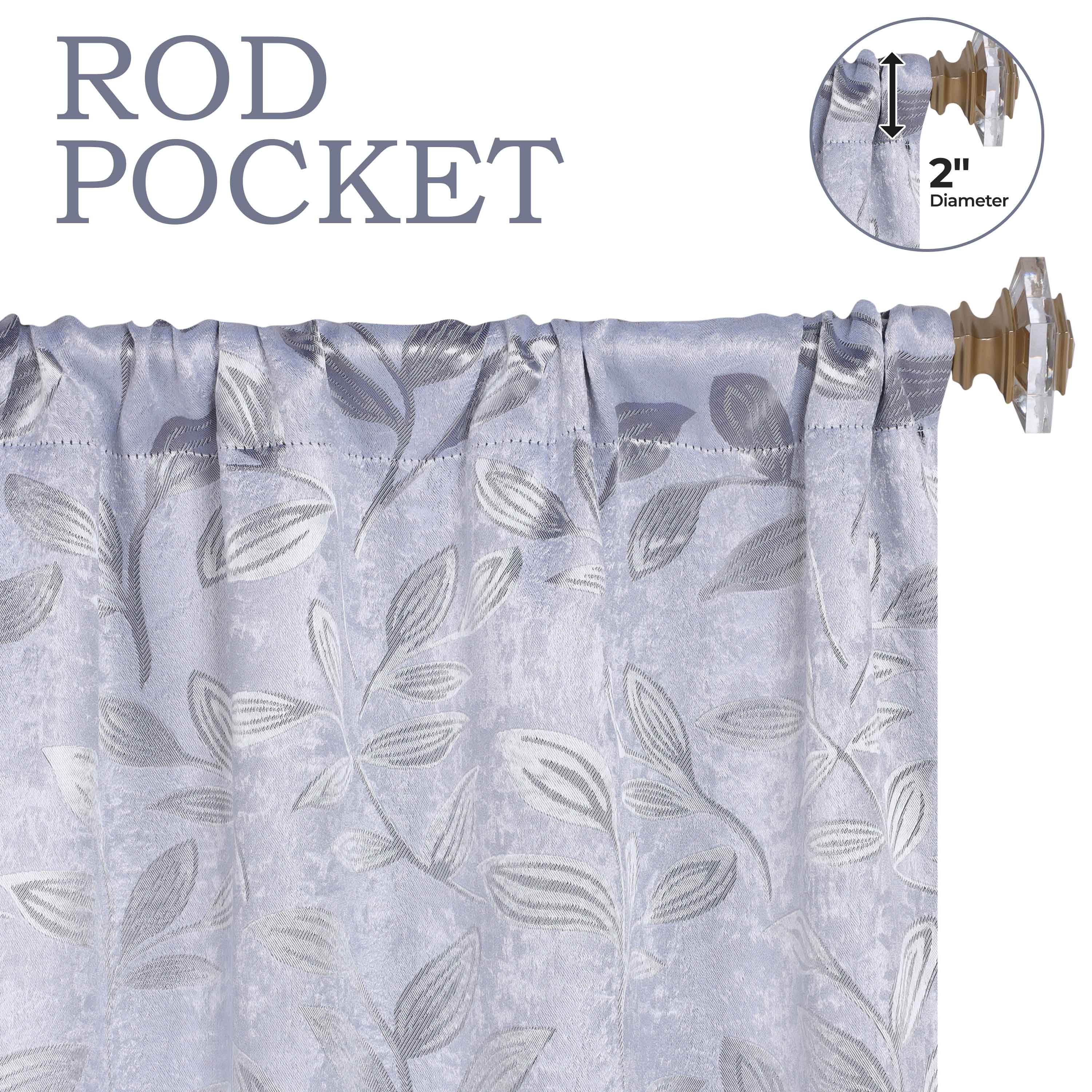 Leaves Rod Pocket Room Darkening Blackout Curtains, Set of 2 - Blue Nile Mills