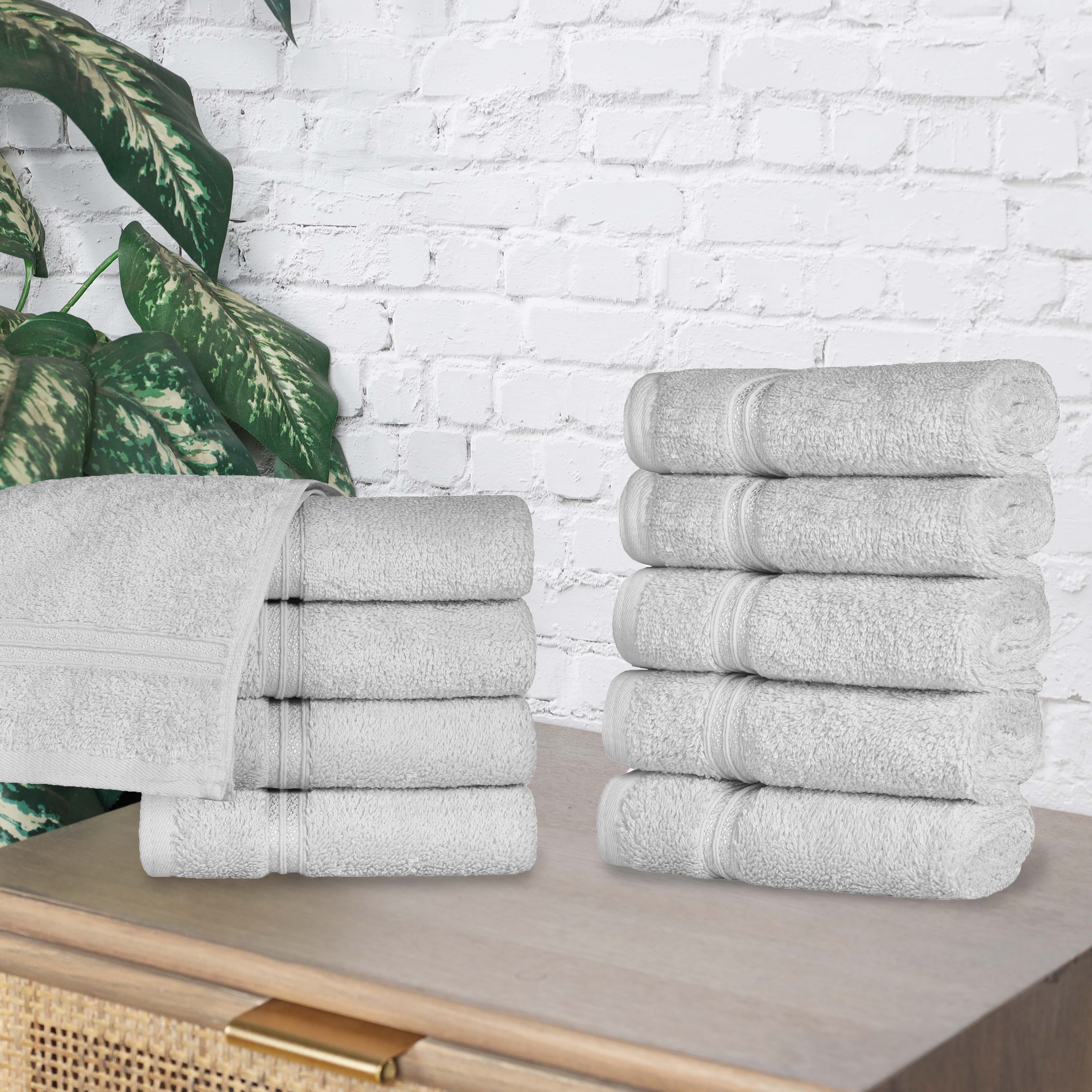 Egyptian Cotton Solid Face Towel Set of 10 - Blue Nile Mills