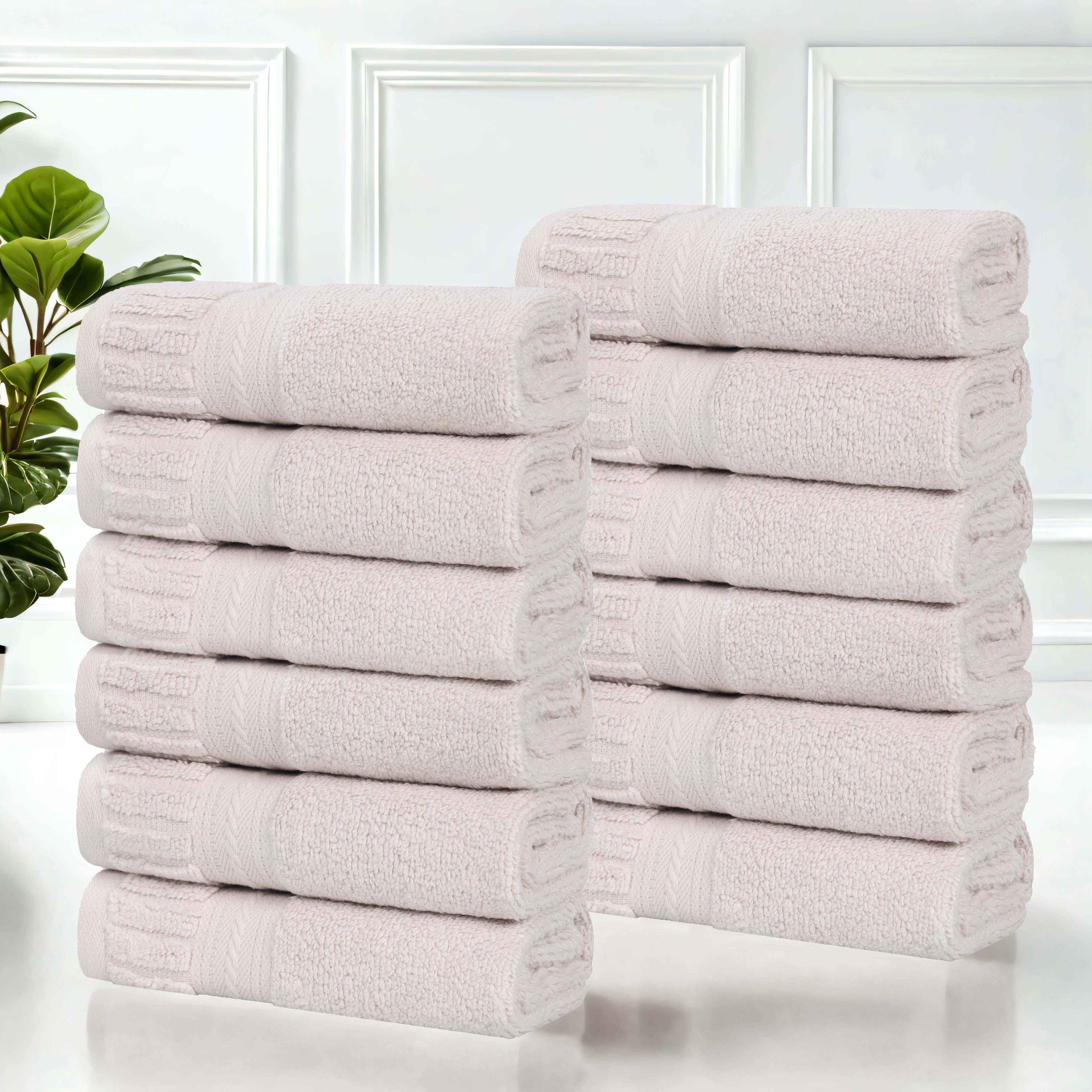 Venice Zero Twist Cotton Medium Weight Face Towels, Set of 12 - Blue Nile Mills