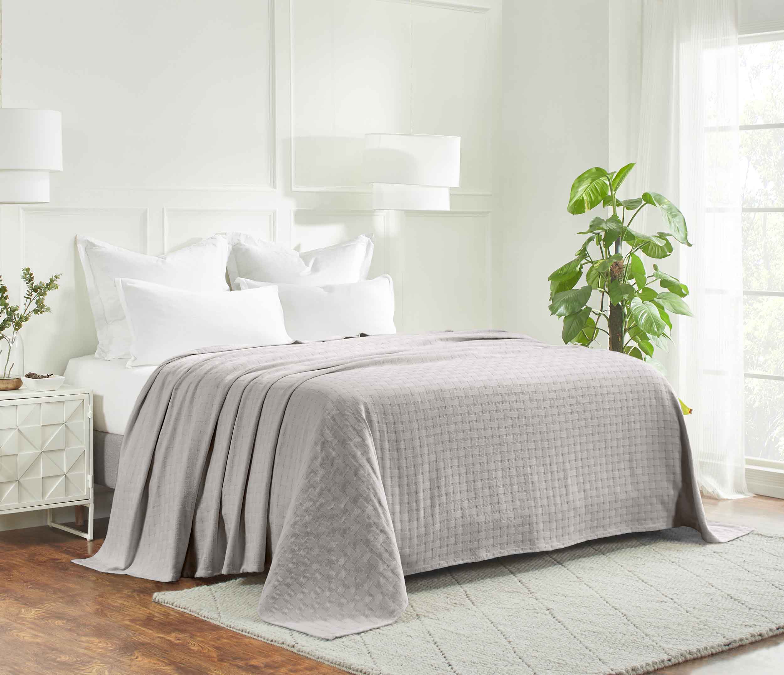 Basketweave All Season Cotton Bed Blanket - Blue Nile Mills