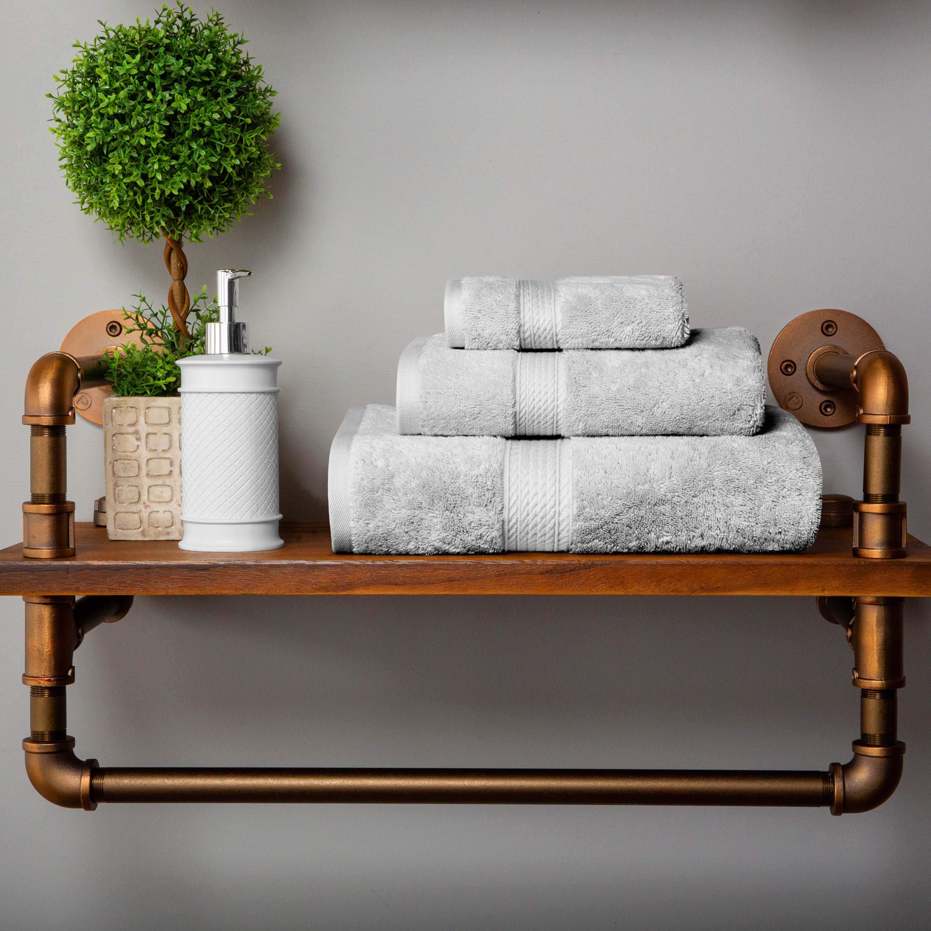 Egyptian Cotton Pile Plush Heavyweight Luxury Soft 3-Piece Towel Set - Blue Nile Mills