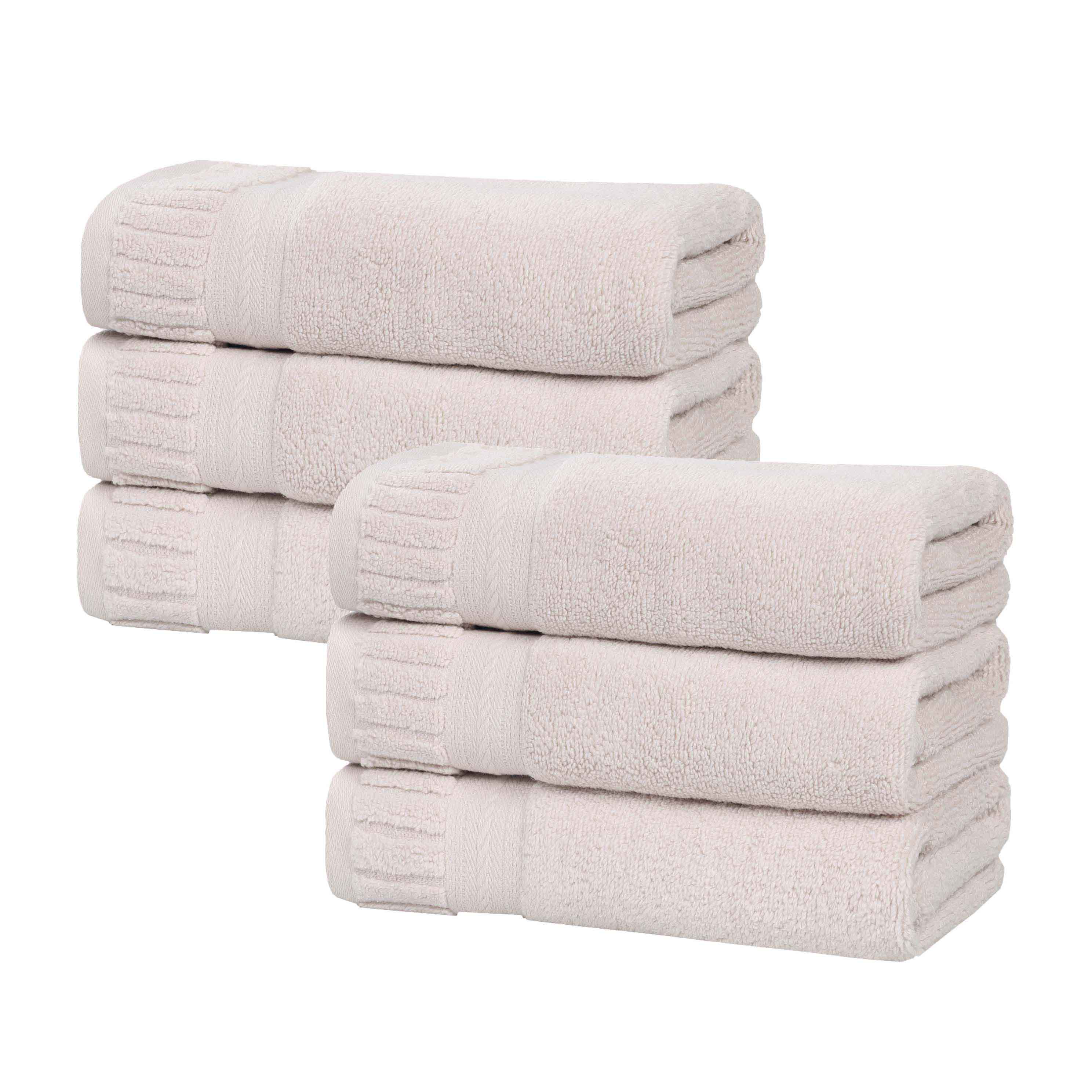 Venice Zero Twist Cotton Medium Weight Absorbent Hand Towels, Set of 6 - Blue Nile Mills