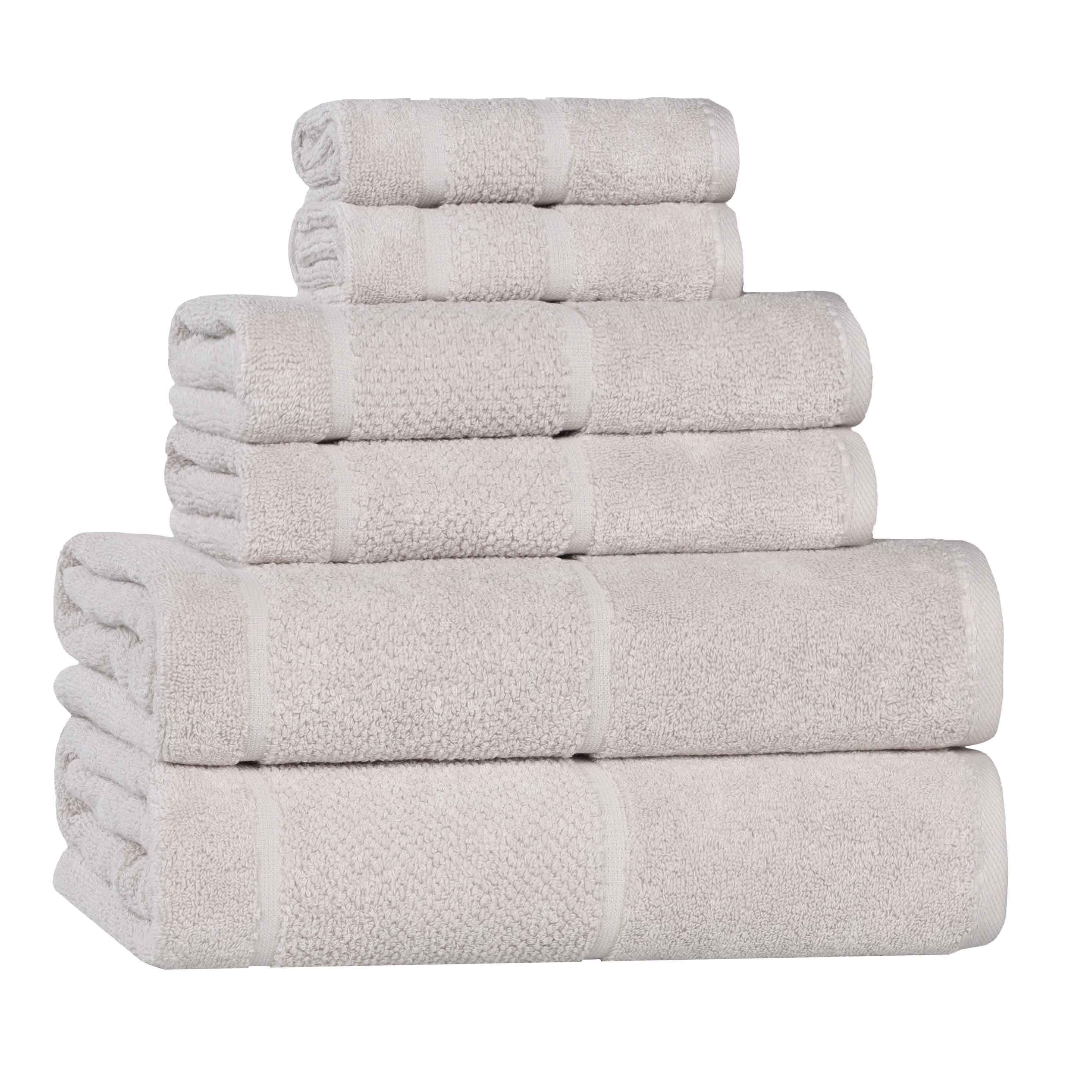 Mile Smart Twist Cotton Solid Broad Border 6 Piece Towel Set - Blue Nile Mills