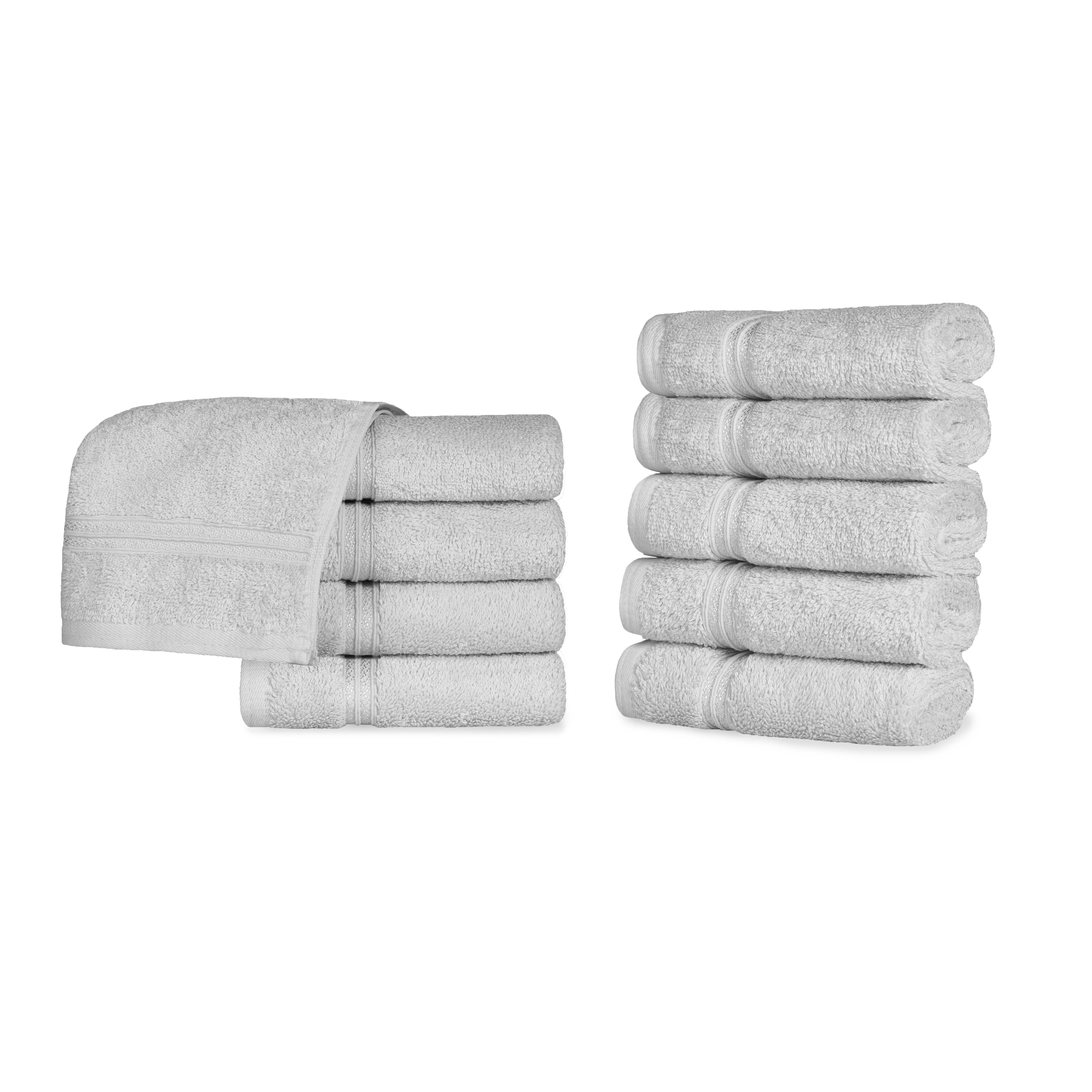 Egyptian Cotton Solid Face Towel Set of 10 - Blue Nile Mills