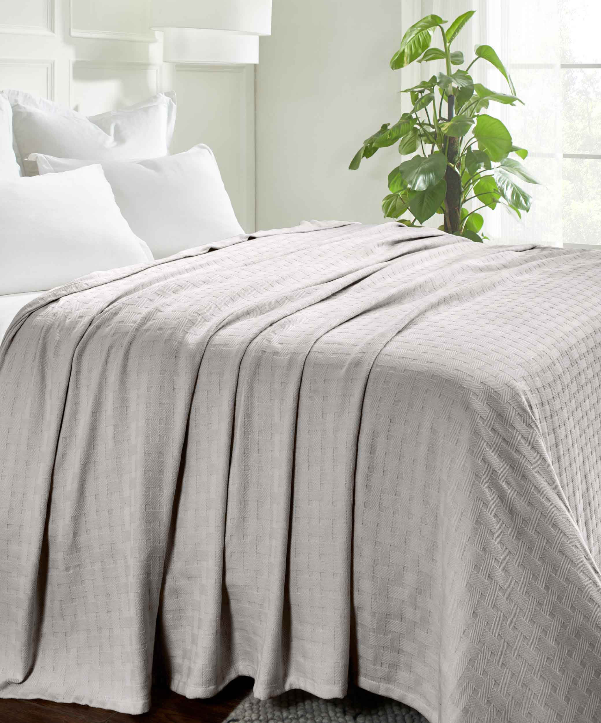 Basketweave All Season Cotton Bed Blanket - Blue Nile Mills