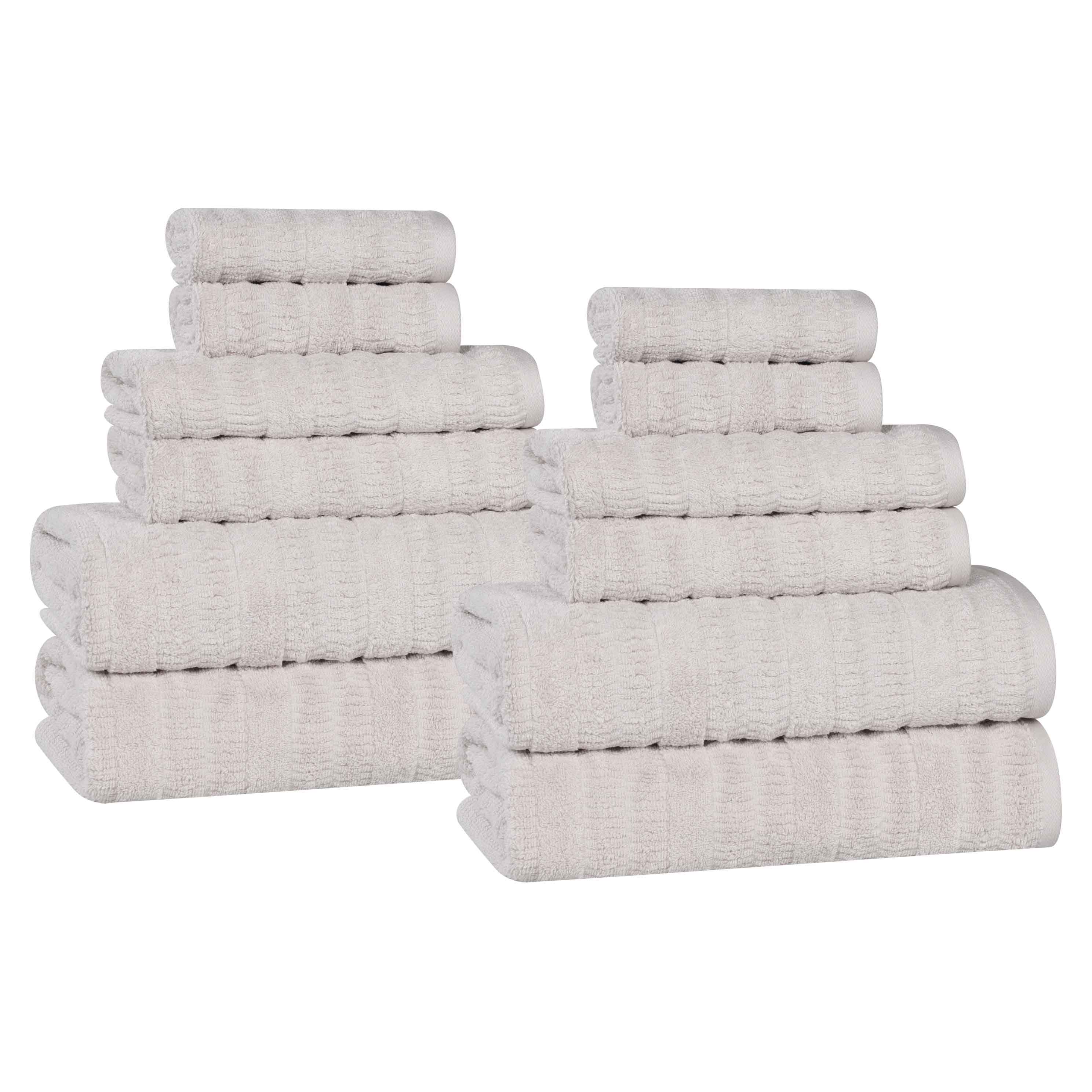 Mika Smart Twist Cotton Solid Vertical Ribbed 12 Piece Towel Set - Blue Nile Mills