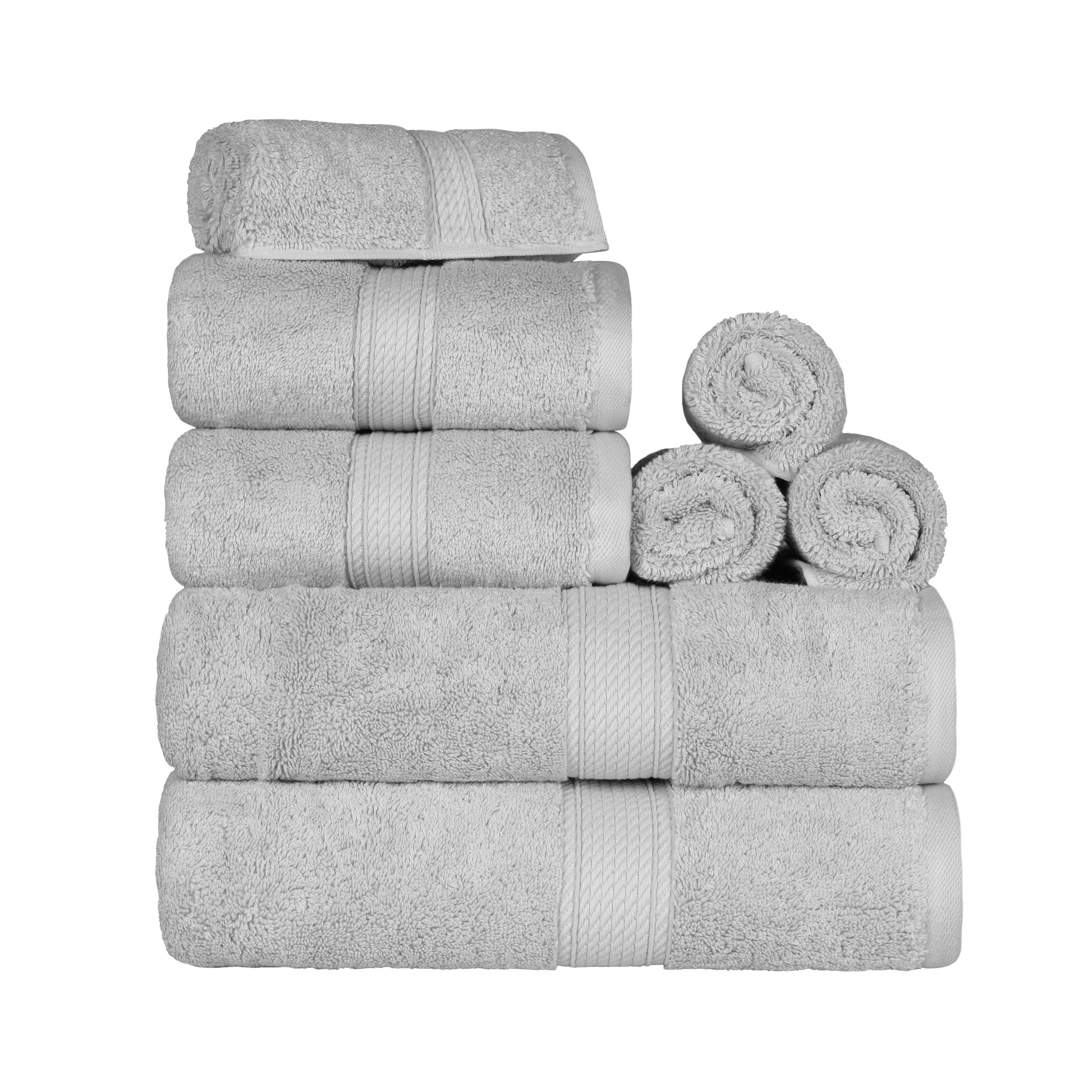 Egyptian Cotton Pile Plush Heavyweight Luxury Soft 8-Piece Towel Set - Blue Nile Mills