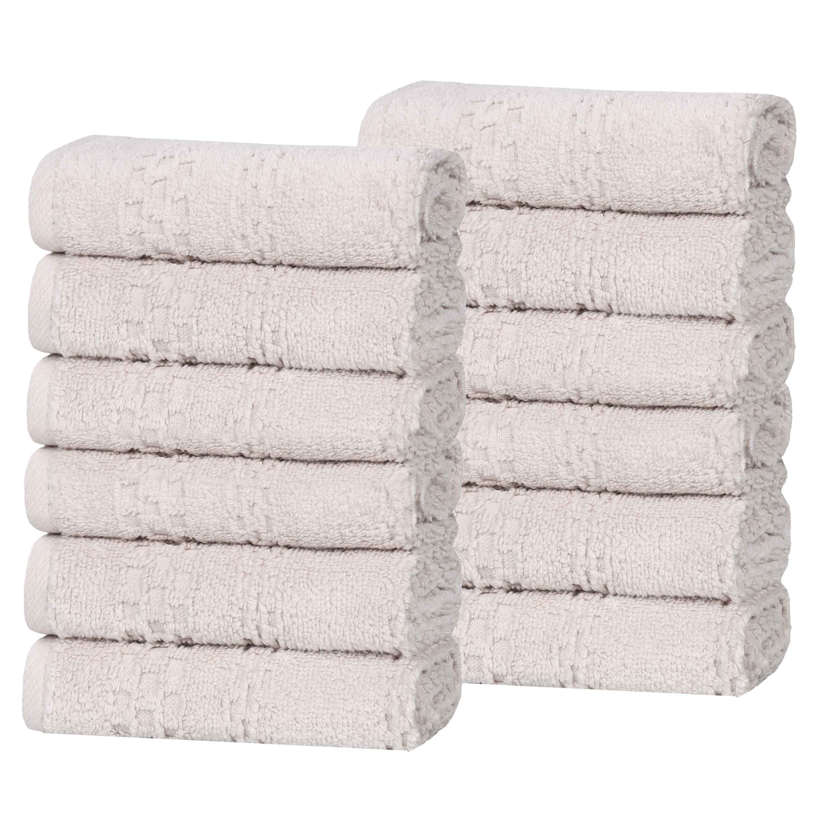 Playa Zero Twist Cotton Solid Waffle Textured Face Towels, Set of 12 - Blue Nile Mills