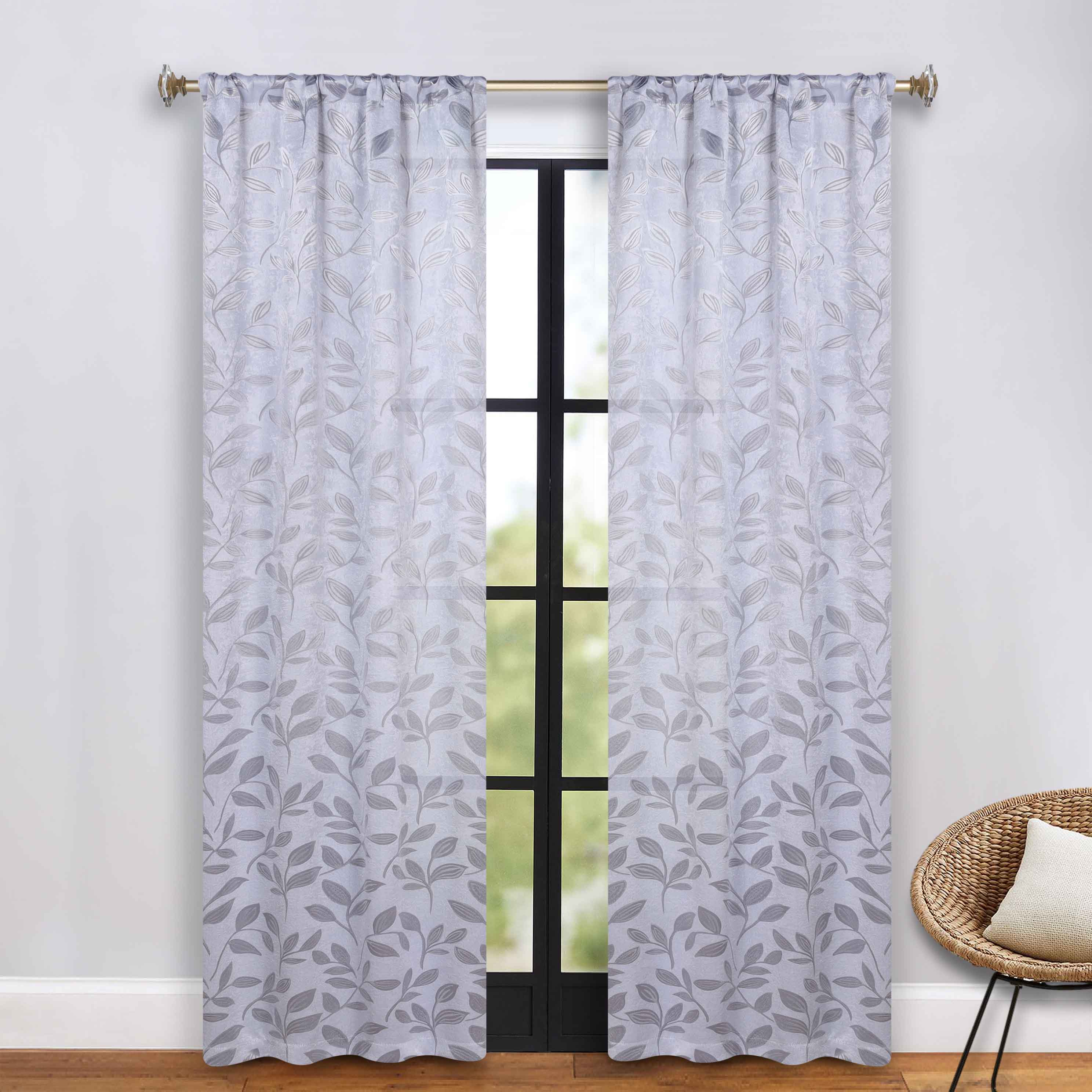 Leaves Rod Pocket Room Darkening Blackout Curtains, Set of 2 - Blue Nile Mills
