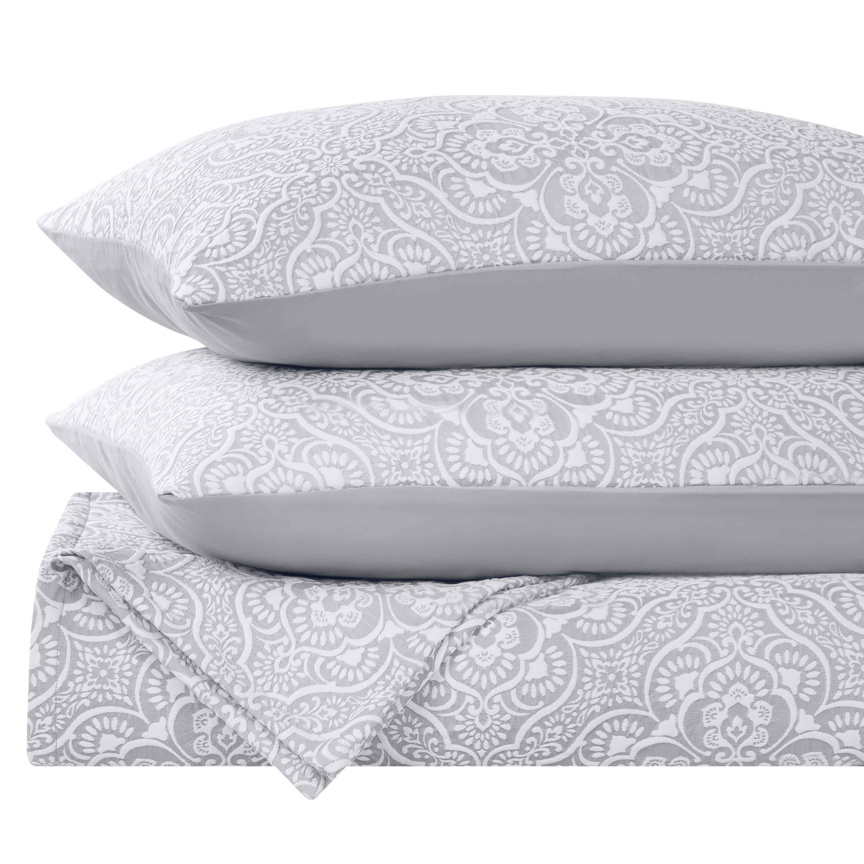 Enzy Medium Weight Floral Matelasse Bedspread and Sham Set - Blue Nile Mills