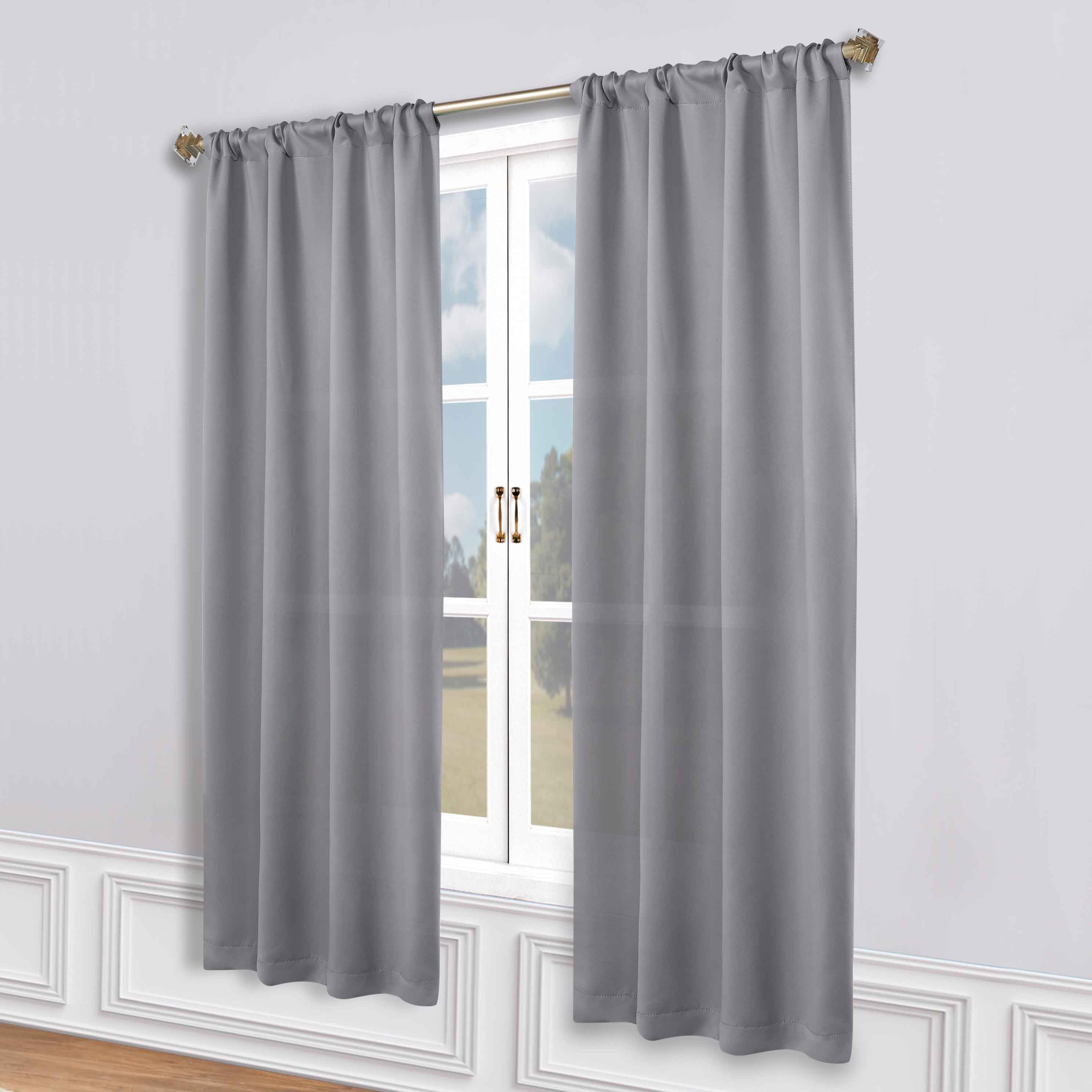 Solid Machine Washable Room Darkening Blackout Curtains, Set of 2 - Blue Nile Mills