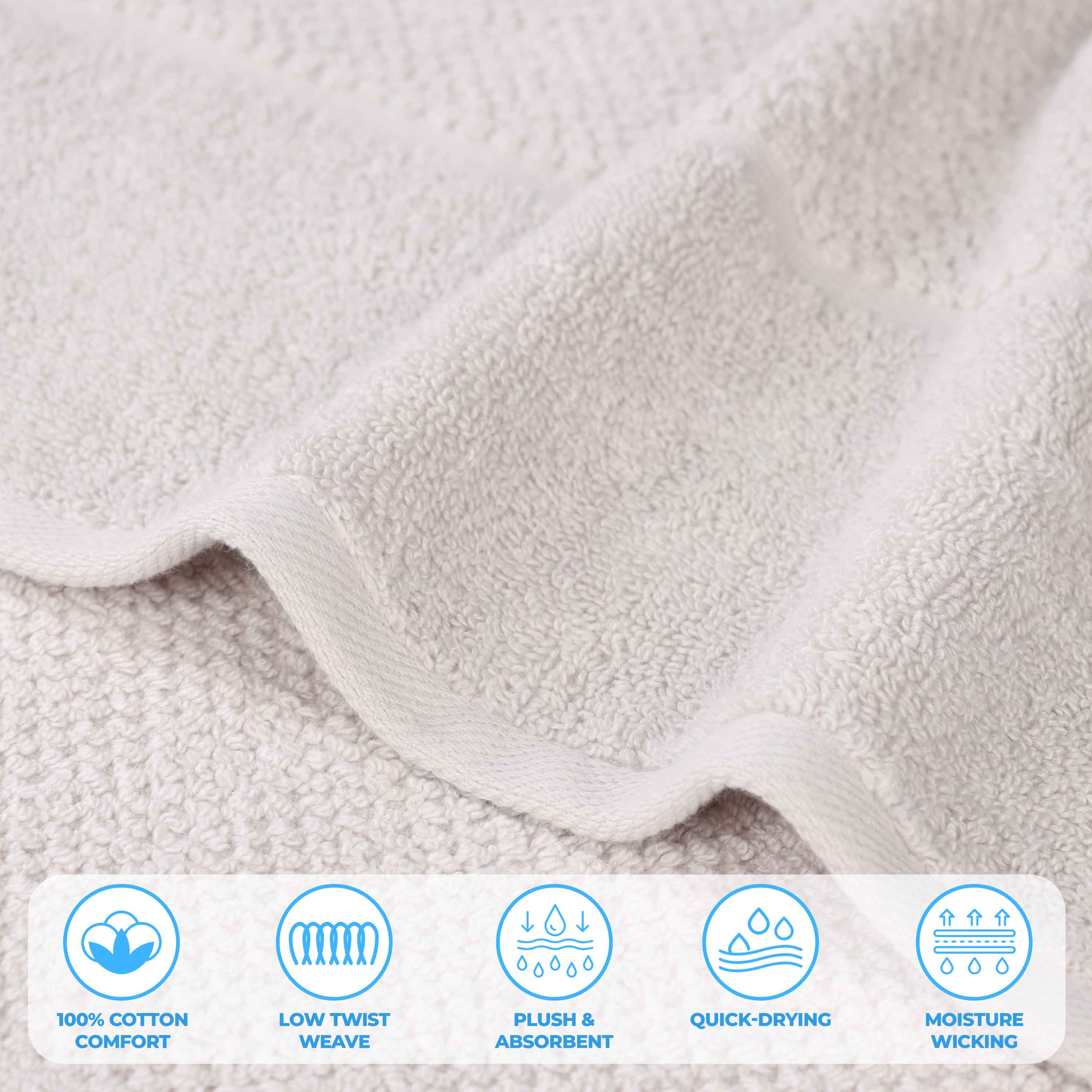 Mile Smart Twist Cotton Solid Broad Border 6 Piece Towel Set - Blue Nile Mills