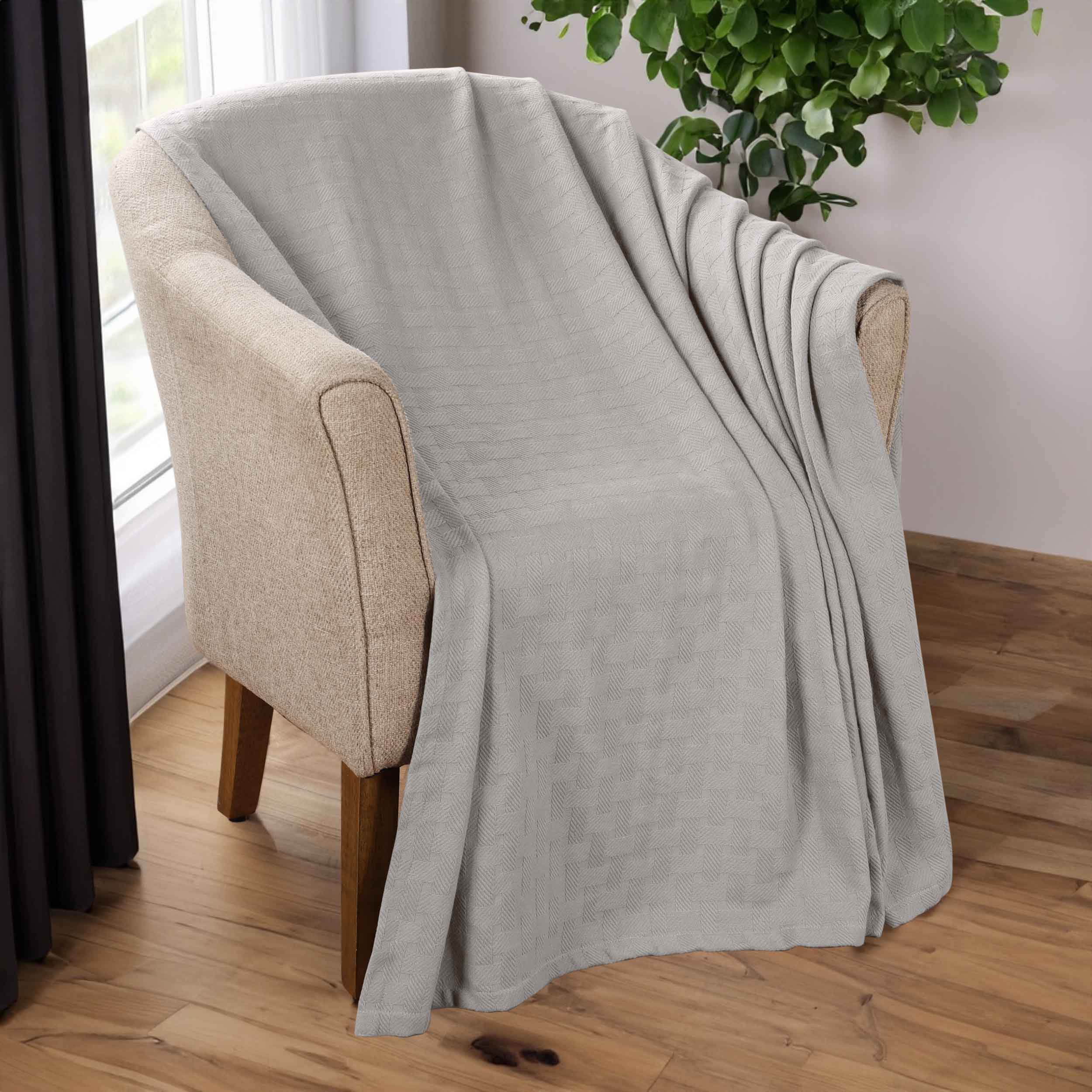 Basketweave All Season Cotton Bed Blanket - Blue Nile Mills