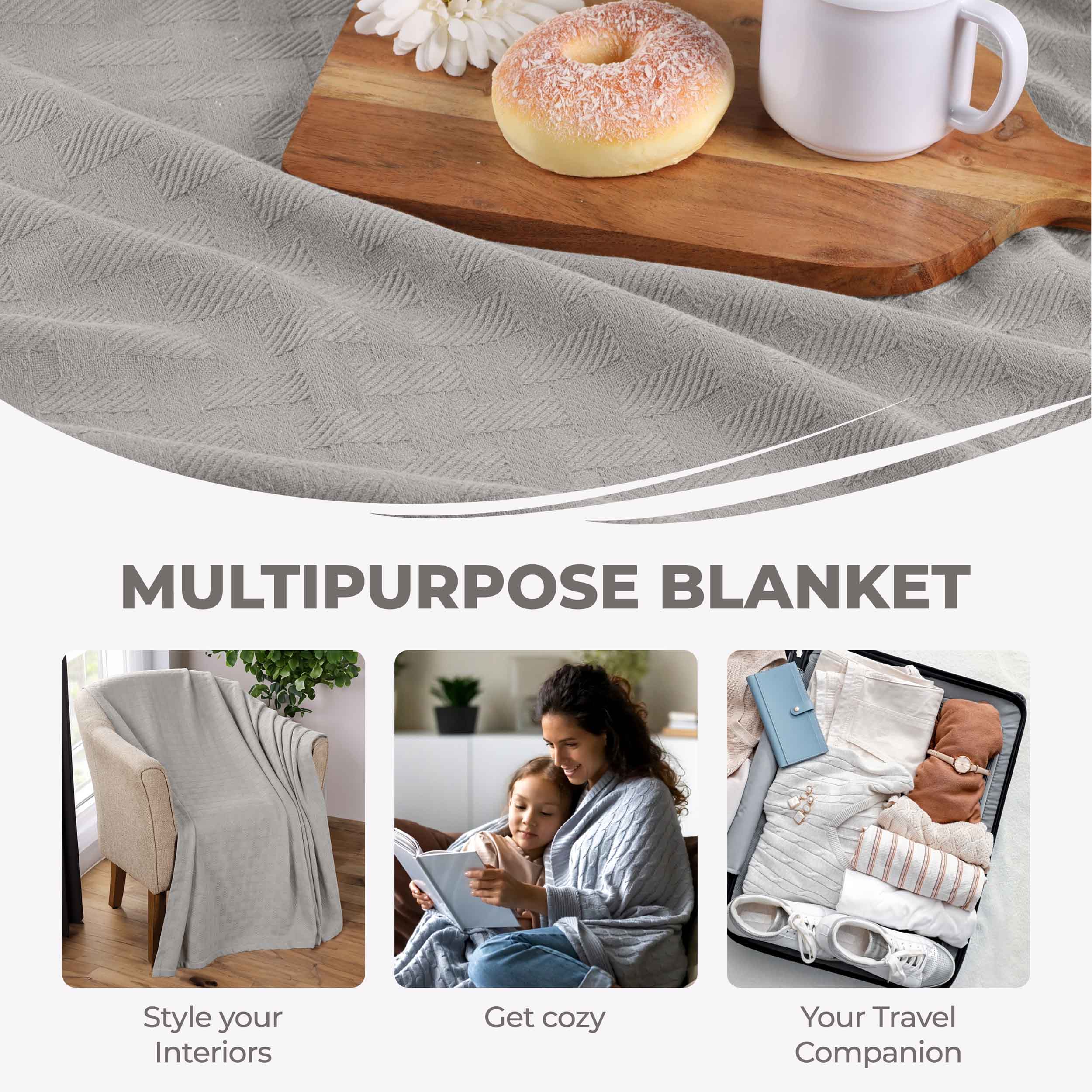 Basketweave All Season Cotton Bed Blanket - Blue Nile Mills