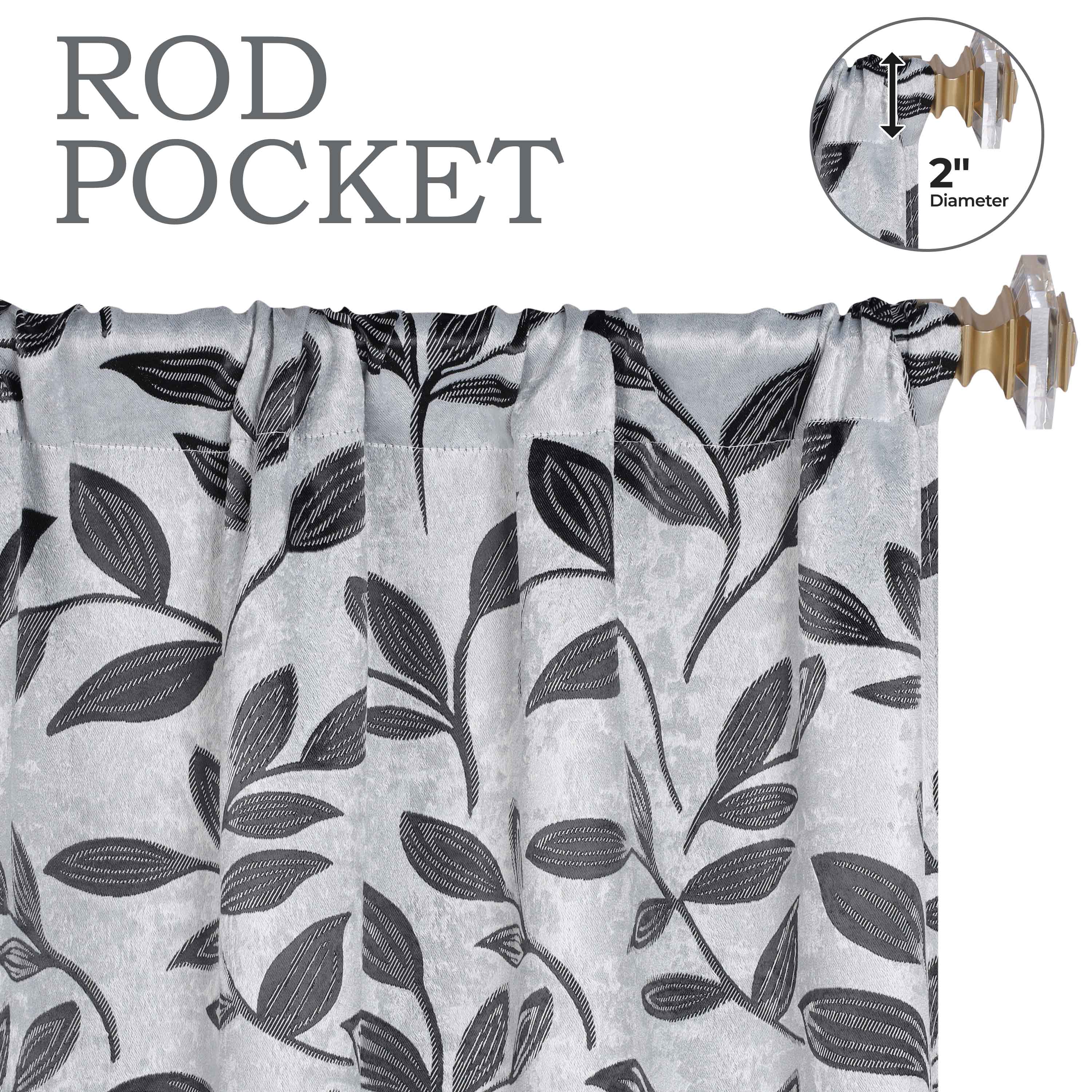 Leaves Rod Pocket Room Darkening Blackout Curtains, Set of 2 - Blue Nile Mills