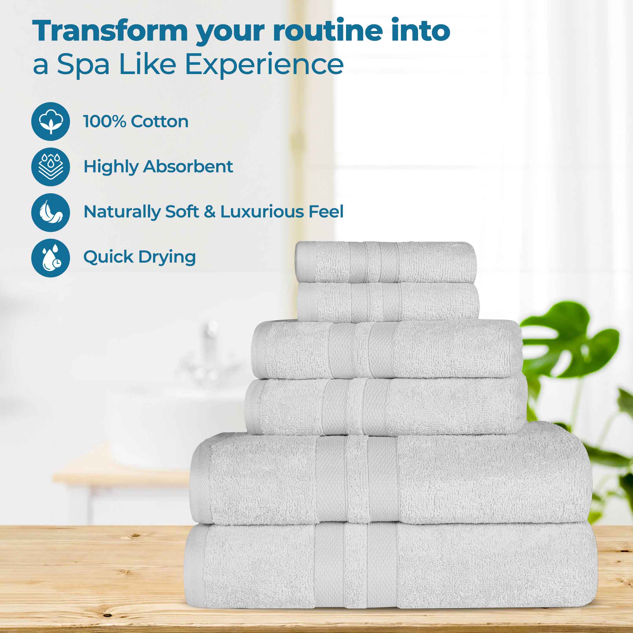 Ultra-Soft Cotton Absorbent Quick-Drying 12 Piece Assorted Towel Set - Blue Nile Mills