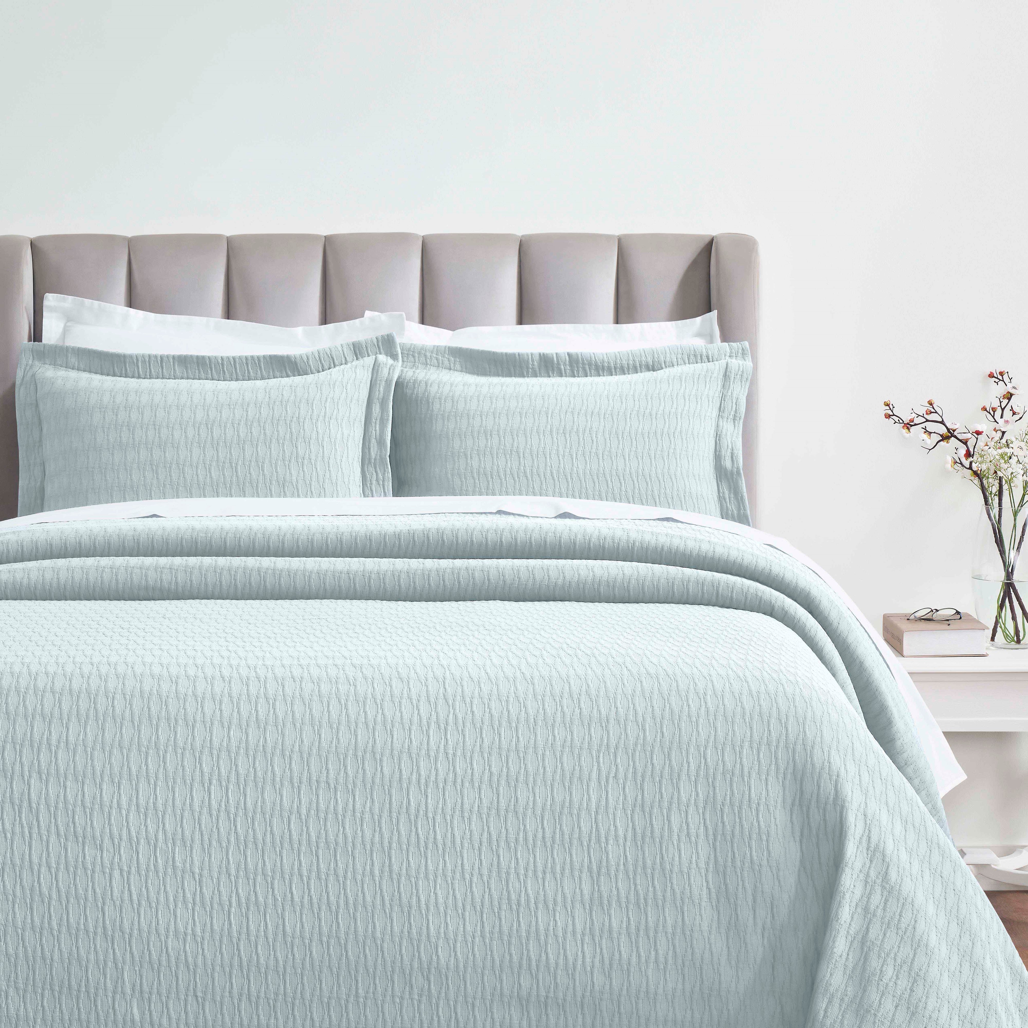 Calvert Cotton Medium Weight Geometric Matelasse Bedspread Set - Blue Nile Mills