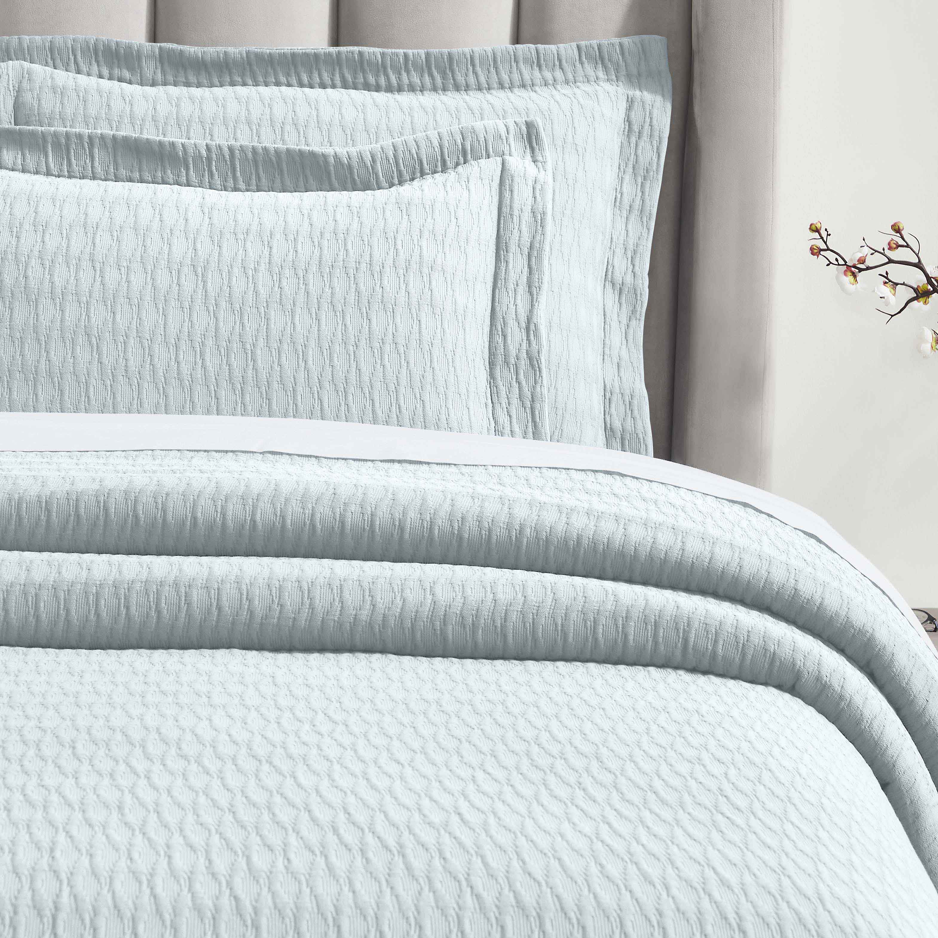 Calvert Cotton Medium Weight Geometric Matelasse Bedspread Set - Blue Nile Mills